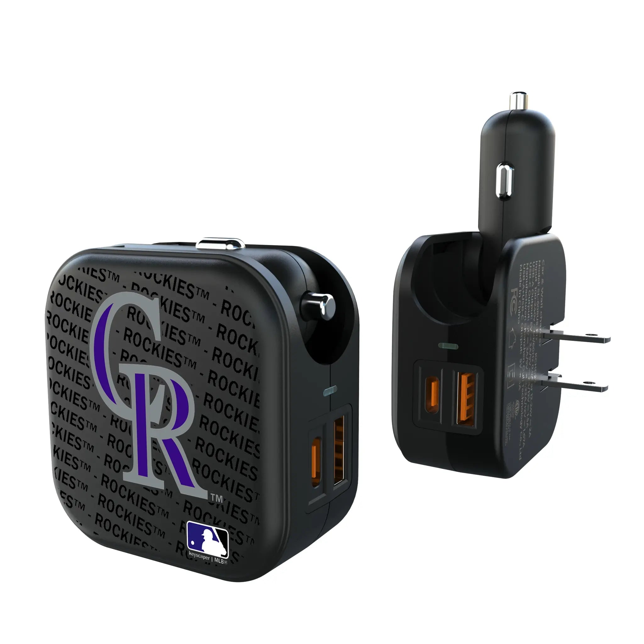 Colorado Rockies Text Backdrop 2 in 1 USB A/C Charger