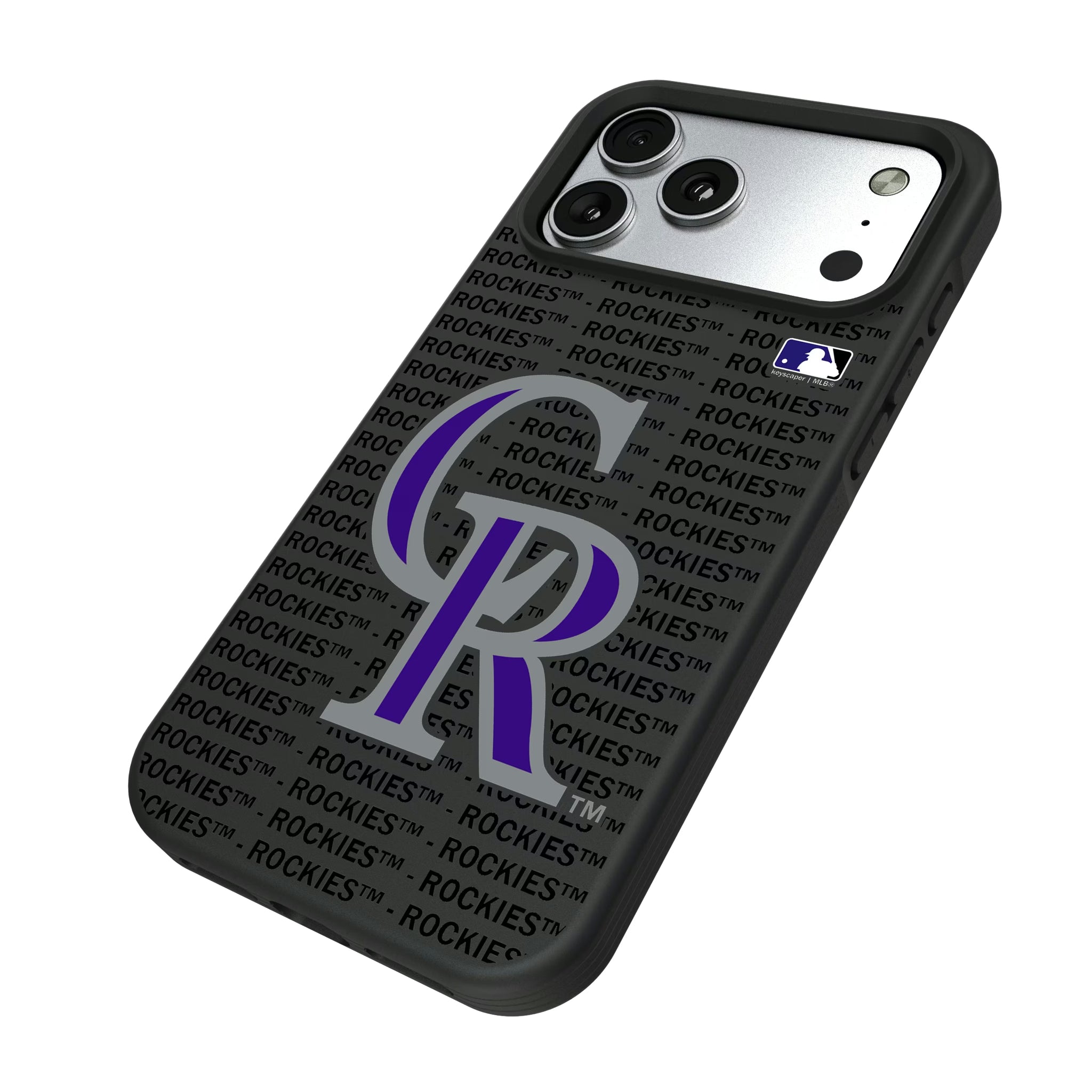 Colorado Rockies Text Backdrop iPhone Bump Phone Case for Apple iPhone - Isometric View#Device_iPhone 17 Pro Max