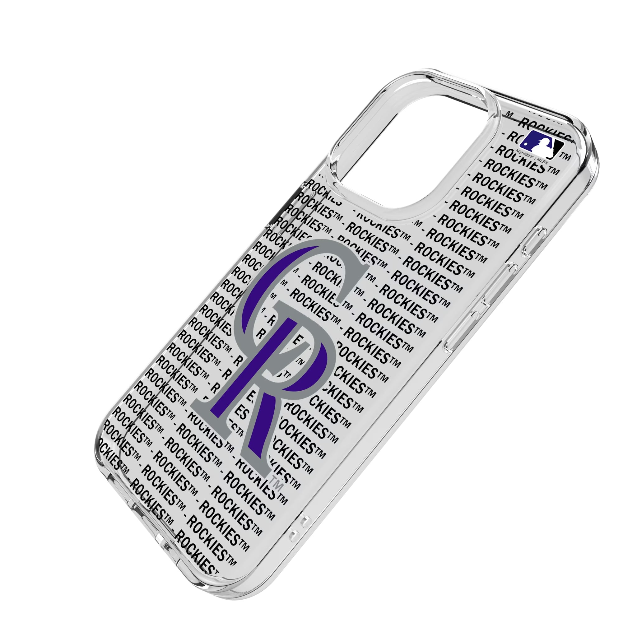 Colorado Rockies Text Backdrop iPhone Clear Phone Case for Apple iPhone - Isometric View