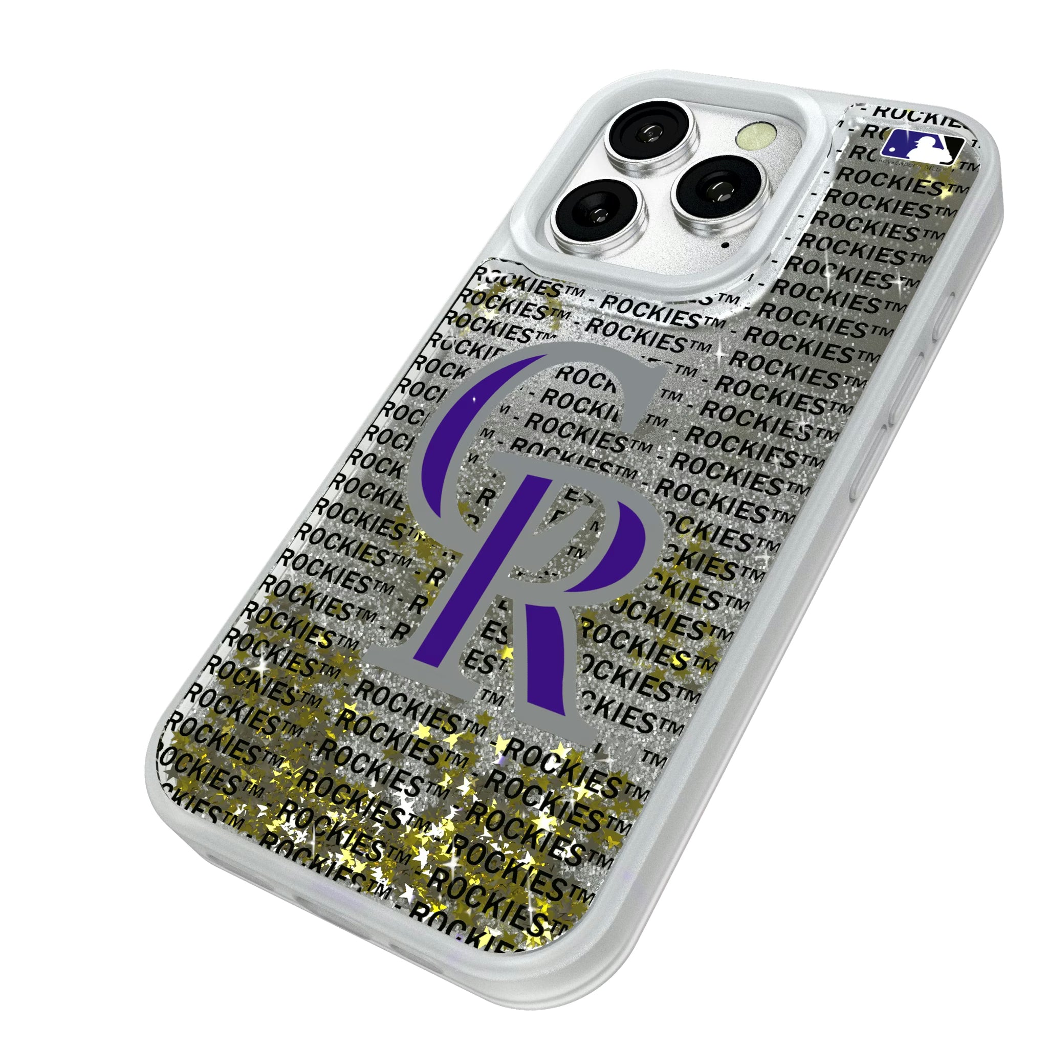 Colorado Rockies Text Backdrop iPhone Glitter Phone Case for Apple iPhone - Isometric View#Device_iPhone 16 Pro