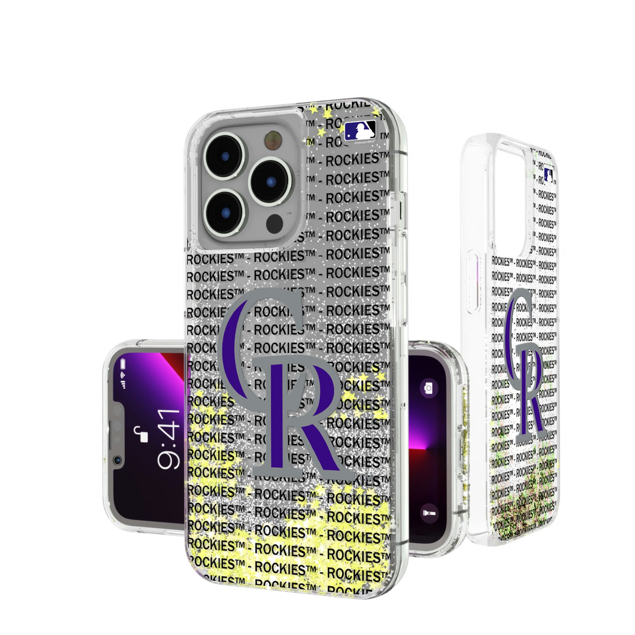 Colorado Rockies Text Backdrop iPhone Glitter Phone Case for Apple iPhone