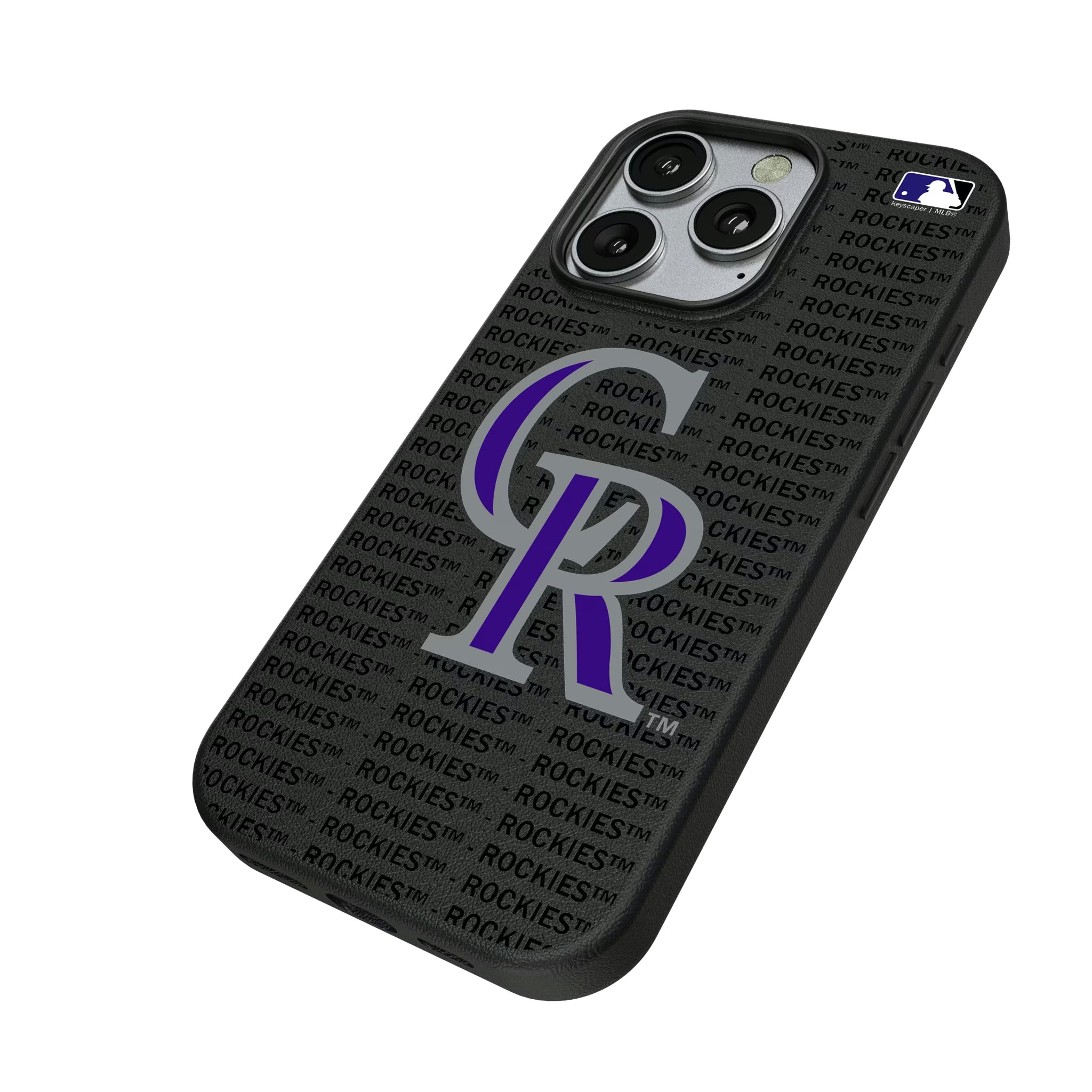 Colorado Rockies Text Backdrop iPhone MagSafe Compatible Phone Case for Apple iPhone - Isometric View
