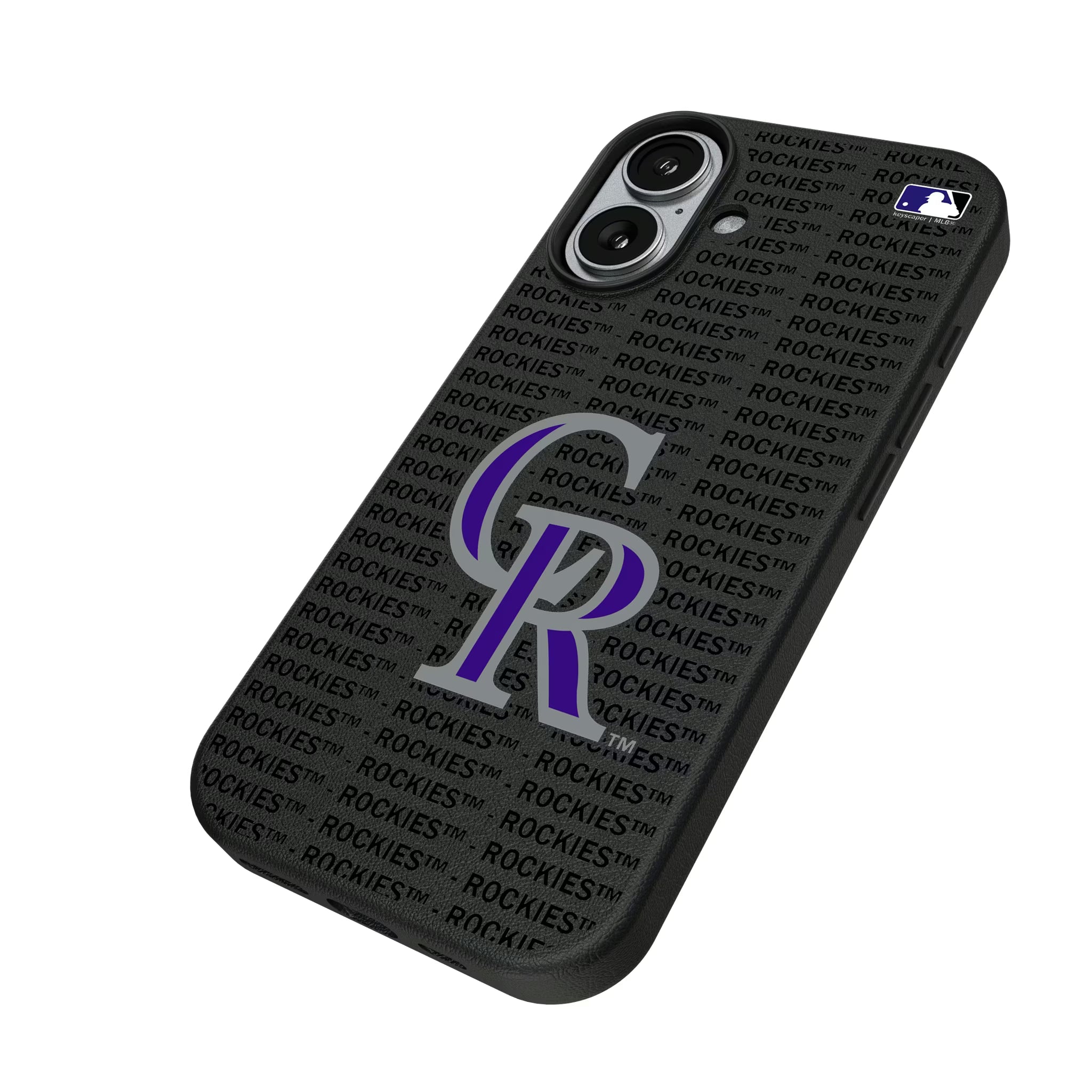 Colorado Rockies Text Backdrop iPhone MagSafe Compatible Phone Case for Apple iPhone - Isometric View#Device_iPhone 17