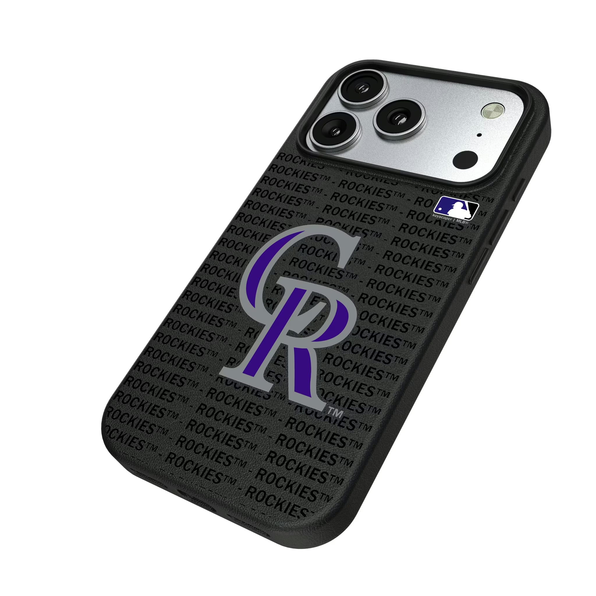 Colorado Rockies Text Backdrop iPhone MagSafe Compatible Phone Case for Apple iPhone - Isometric View#Device_iPhone 17 Pro