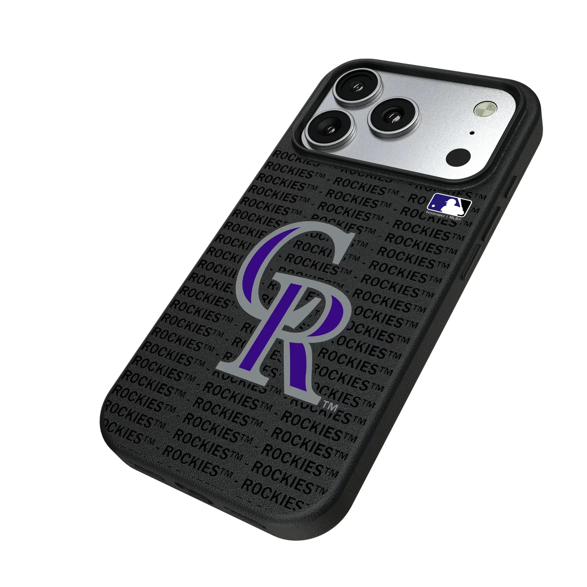 Colorado Rockies Text Backdrop iPhone MagSafe Compatible Phone Case for Apple iPhone - Isometric View#Device_iPhone 17 Pro