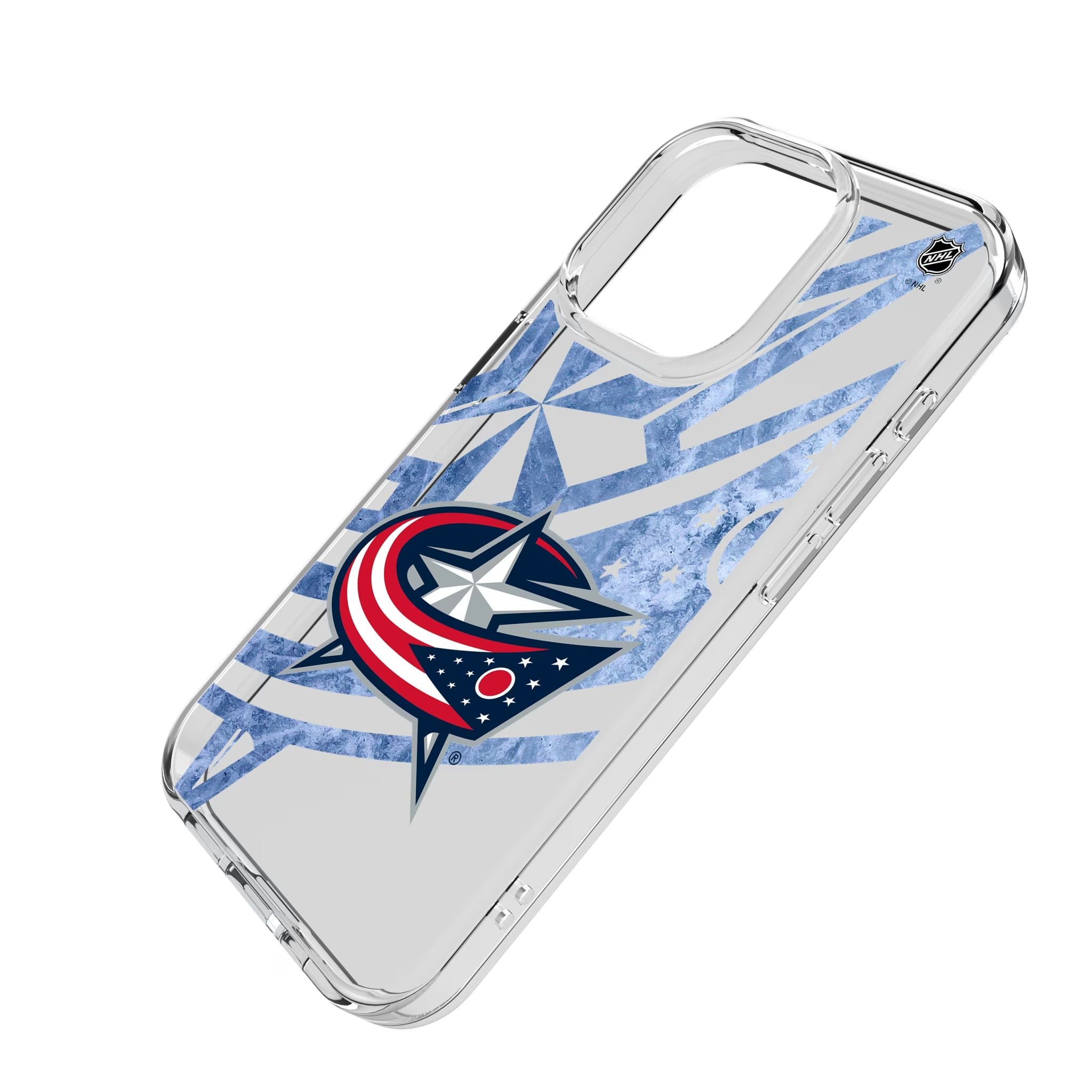 Columbus Blue Jackets Ice Tilt iPhone Clear Phone Case for Apple iPhone - Isometric View