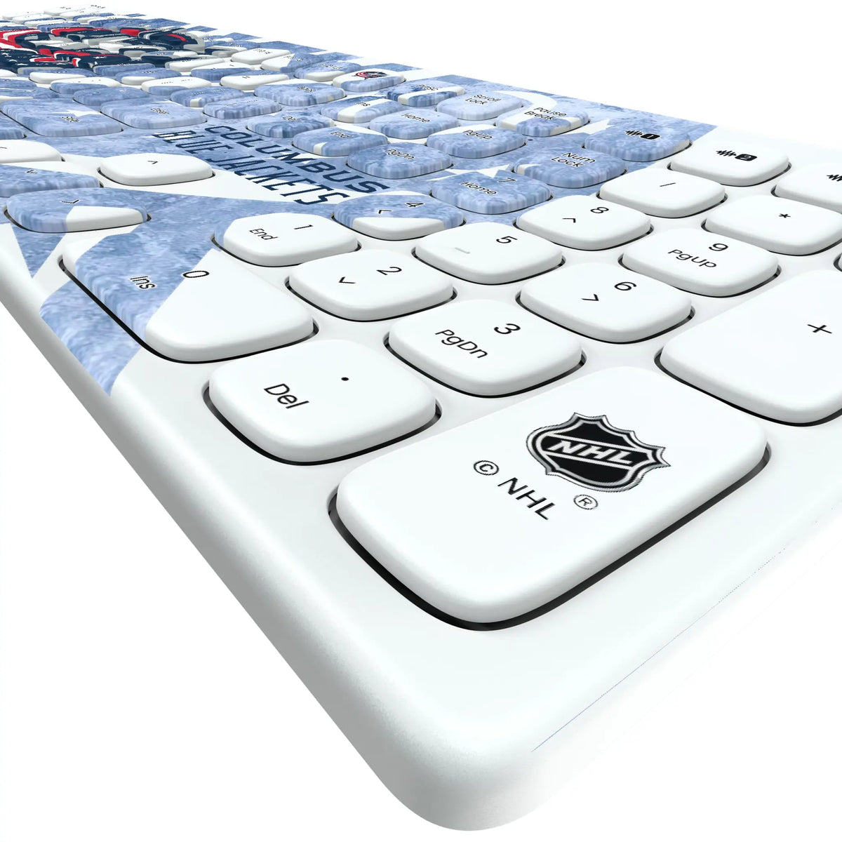 Columbus Blue Jackets Ice Tilt KKB605 Curved Wireless Keyboard - Detail