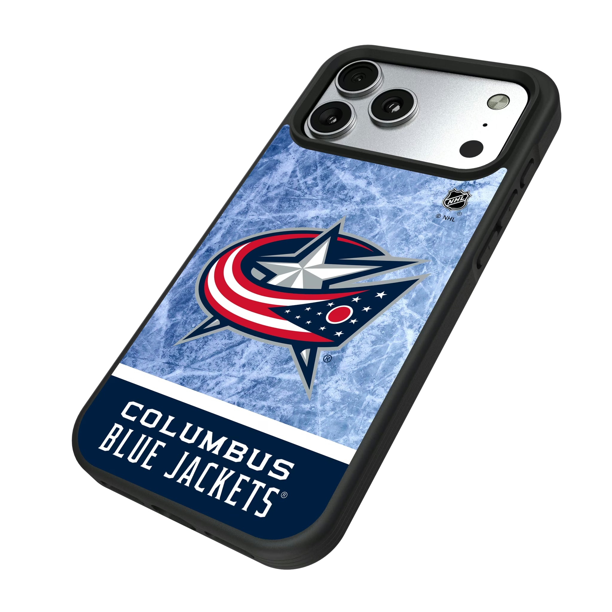 Columbus Blue Jackets Ice Wordmark iPhone Bump Phone Case for Apple iPhone - Isometric View#Device_iPhone 17 Pro Max