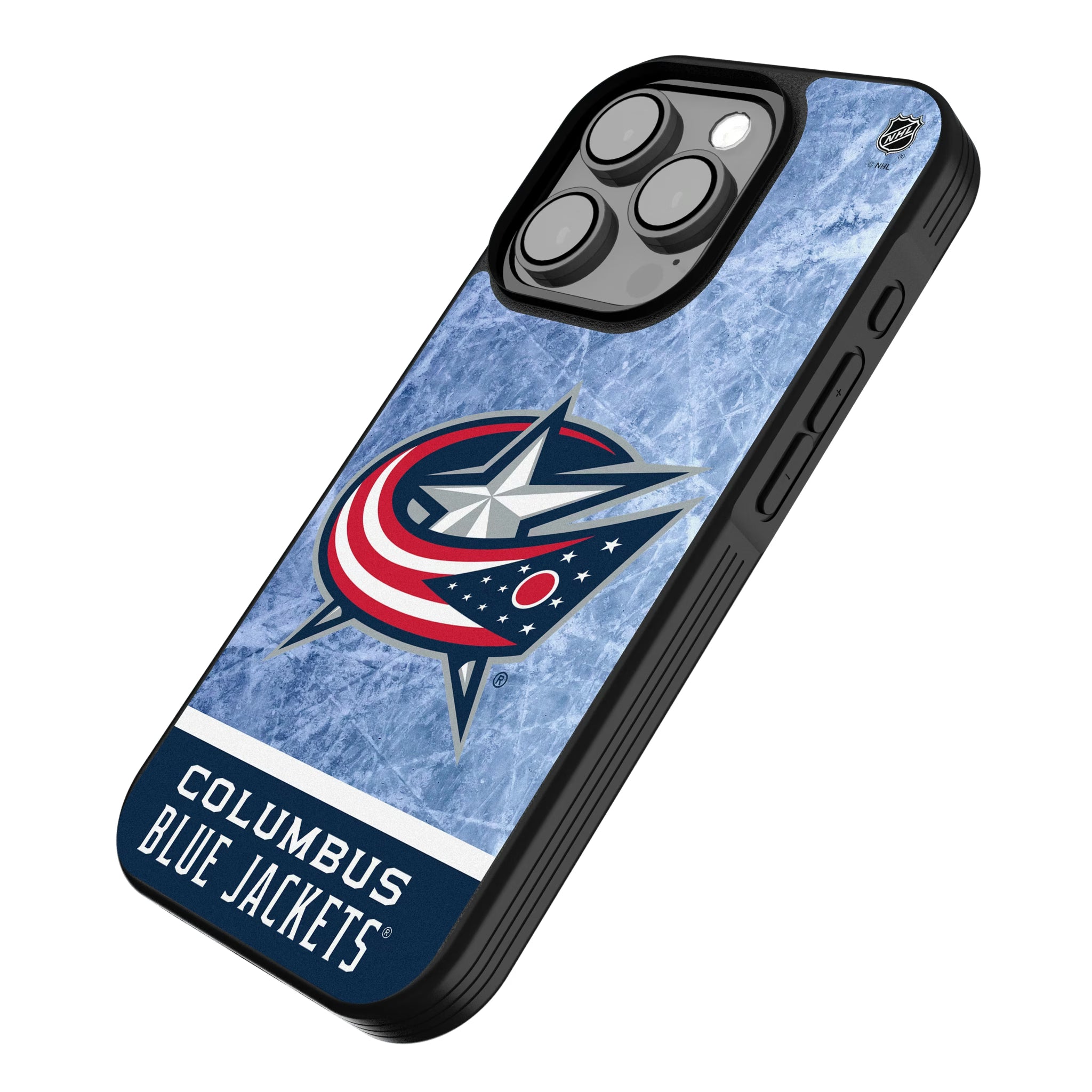 Columbus Blue Jackets Ice Wordmark iPhone Bump Phone Case for Apple iPhone - Isometric View