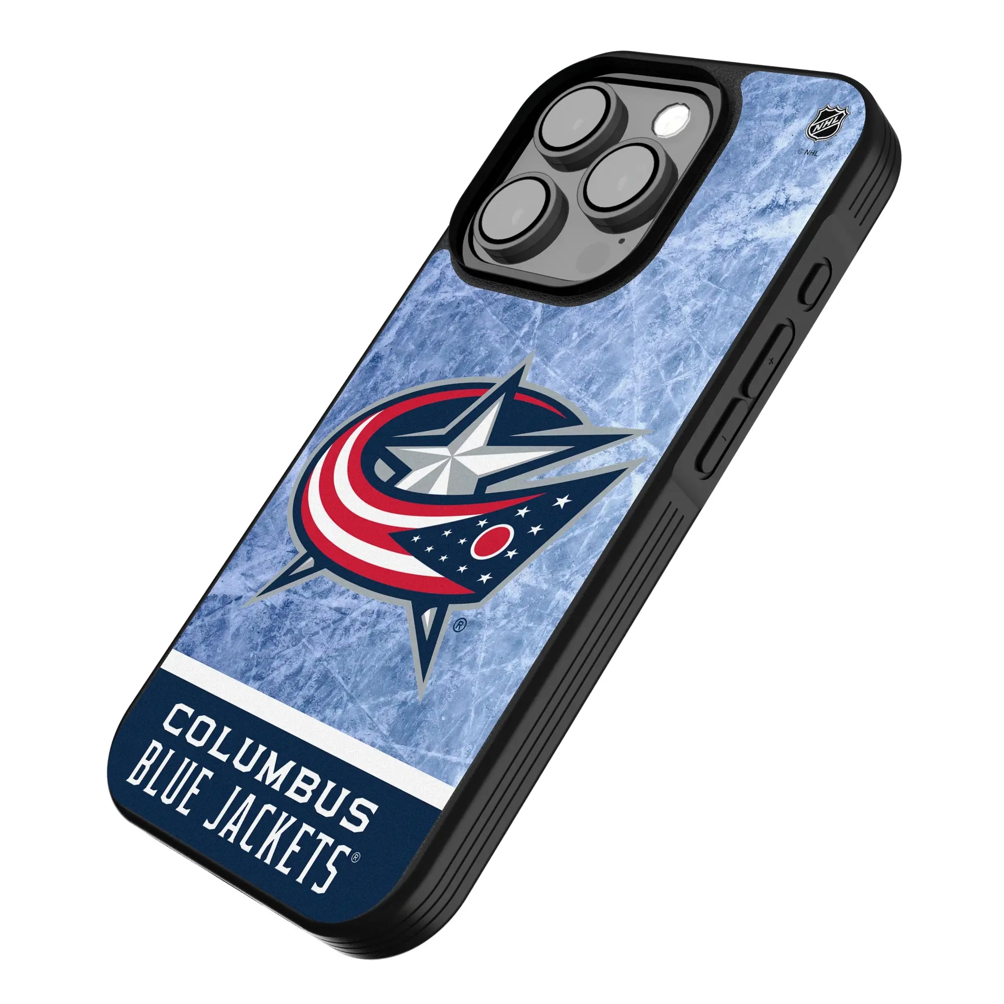 Columbus Blue Jackets Ice Wordmark iPhone Bump Phone Case for Apple iPhone - Isometric View