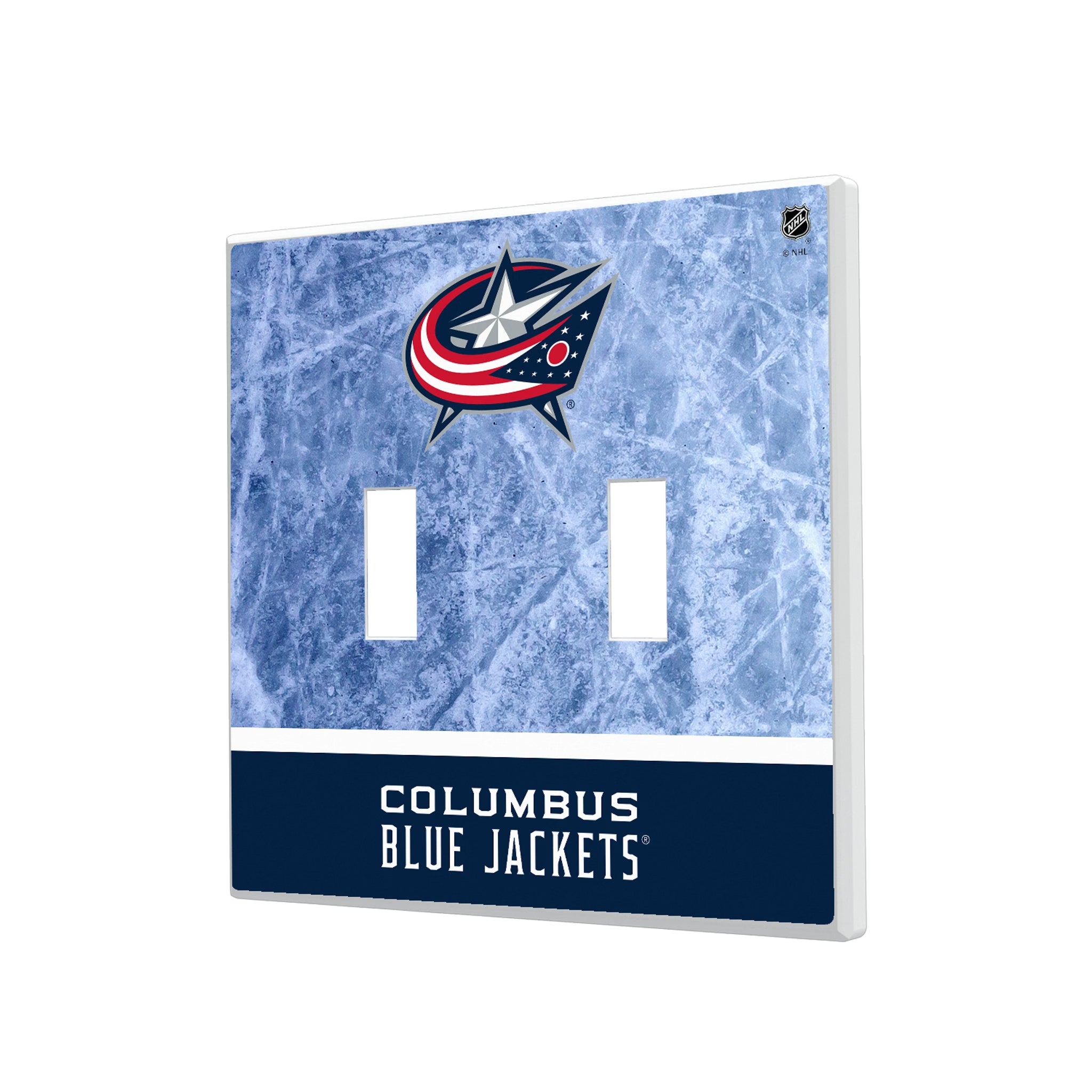 Columbus Blue Jackets Ice Wordmark Hidden-Screw Light Switch Plate#Style_Double Toggle