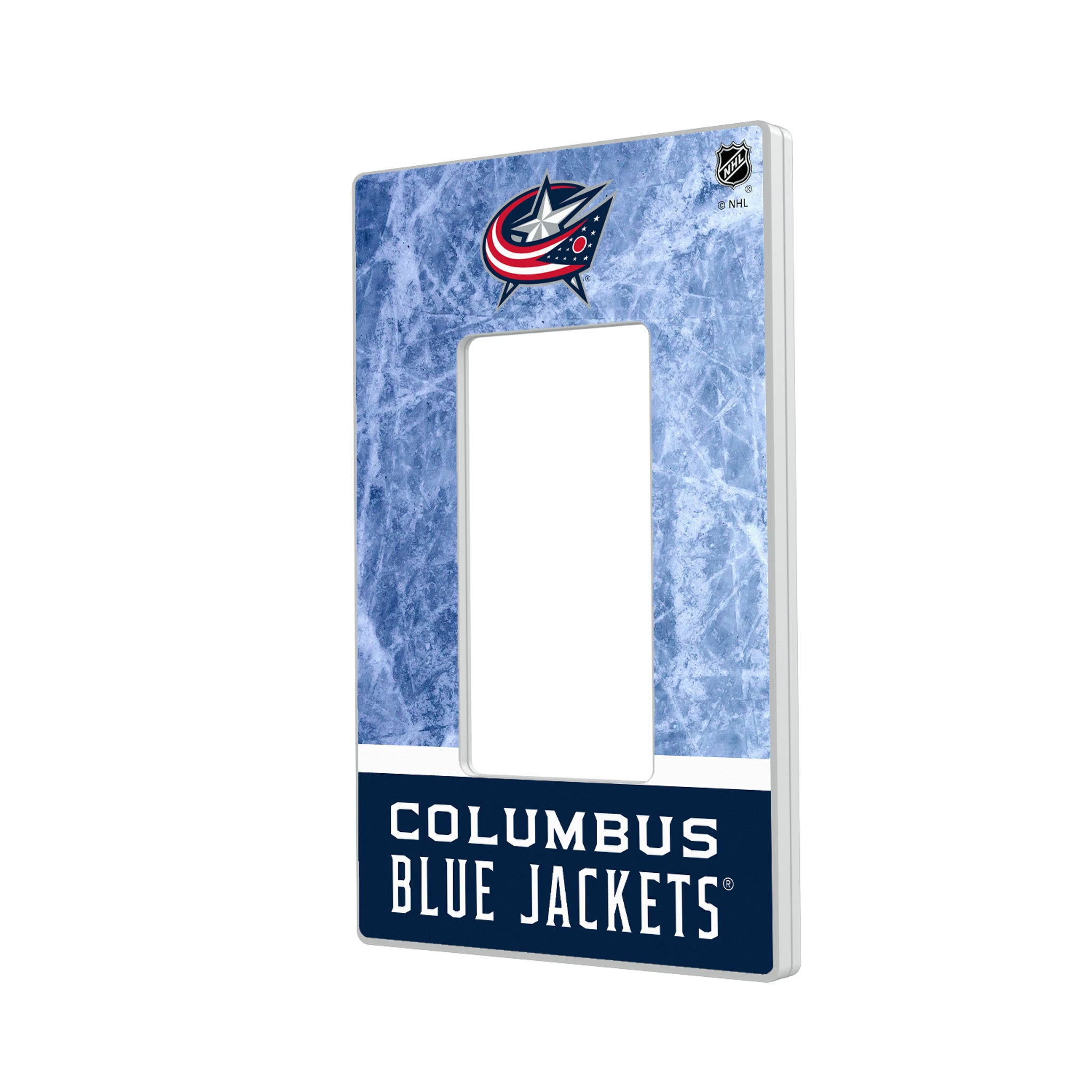 Columbus Blue Jackets Ice Wordmark Hidden-Screw Light Switch Plate#Style_Single Rocker