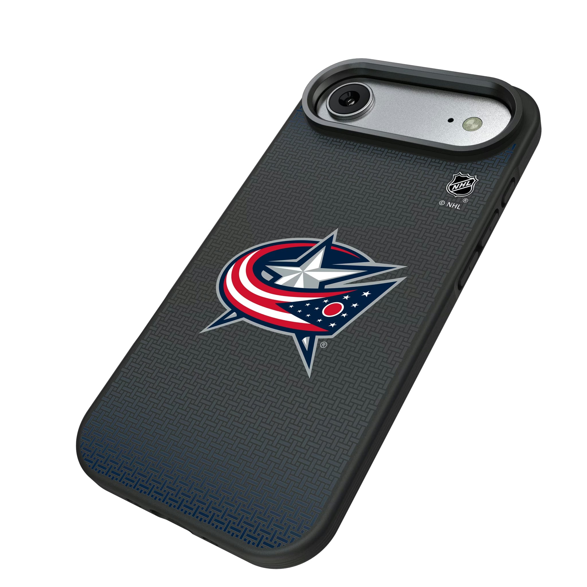 Columbus Blue Jackets Linen iPhone Bump Phone Case for Apple iPhone - Isometric View#Device_iPhone Air