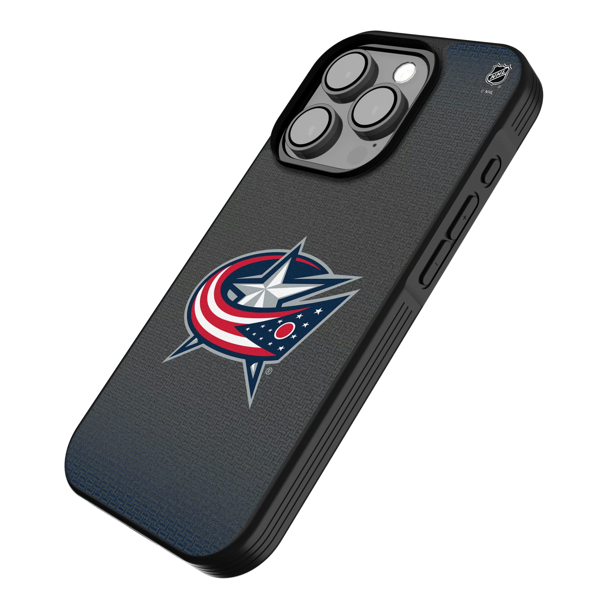 Columbus Blue Jackets Linen iPhone Bump Phone Case for Apple iPhone - Isometric View