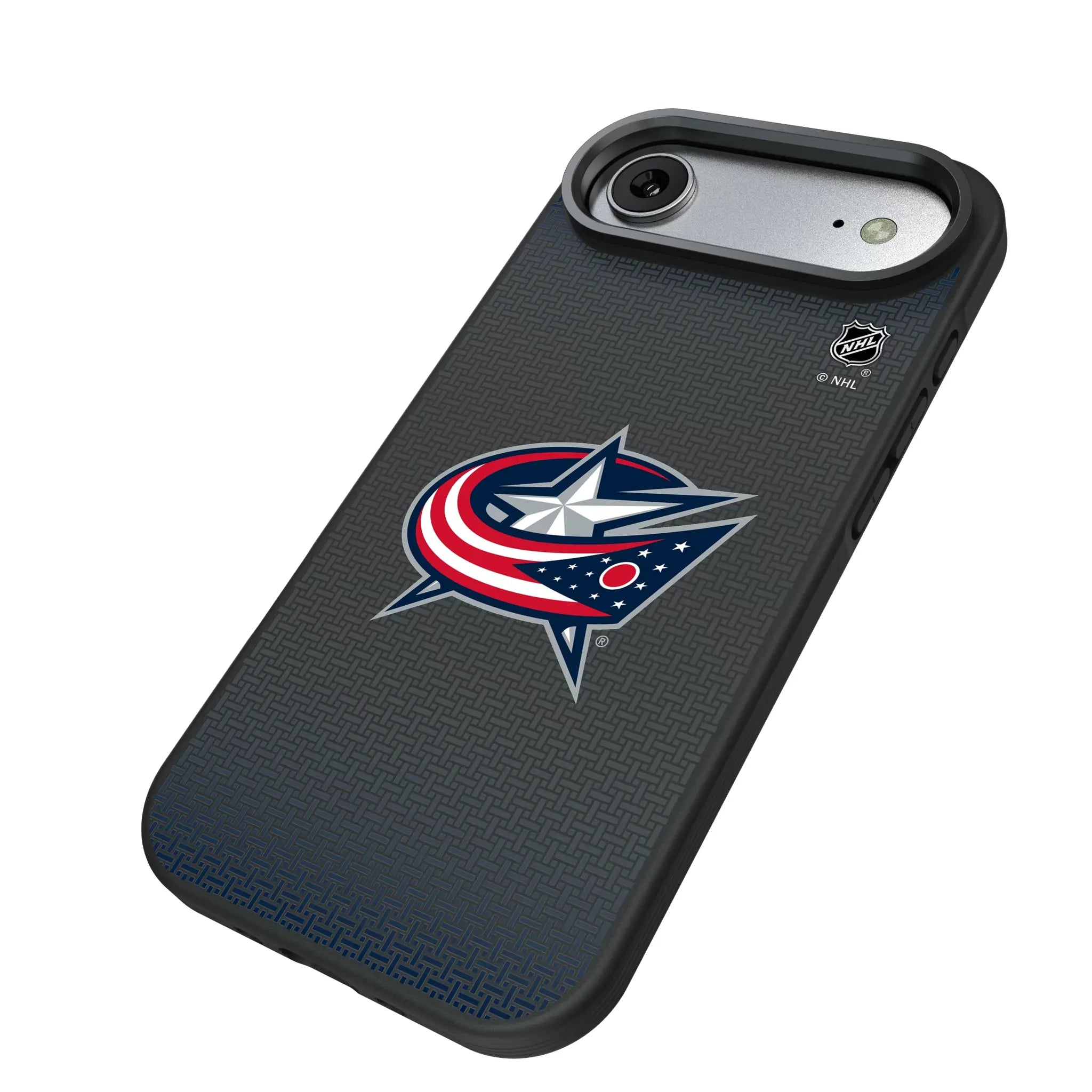 Columbus Blue Jackets Linen iPhone Bump Phone Case for Apple iPhone - Isometric View#Device_iPhone Air