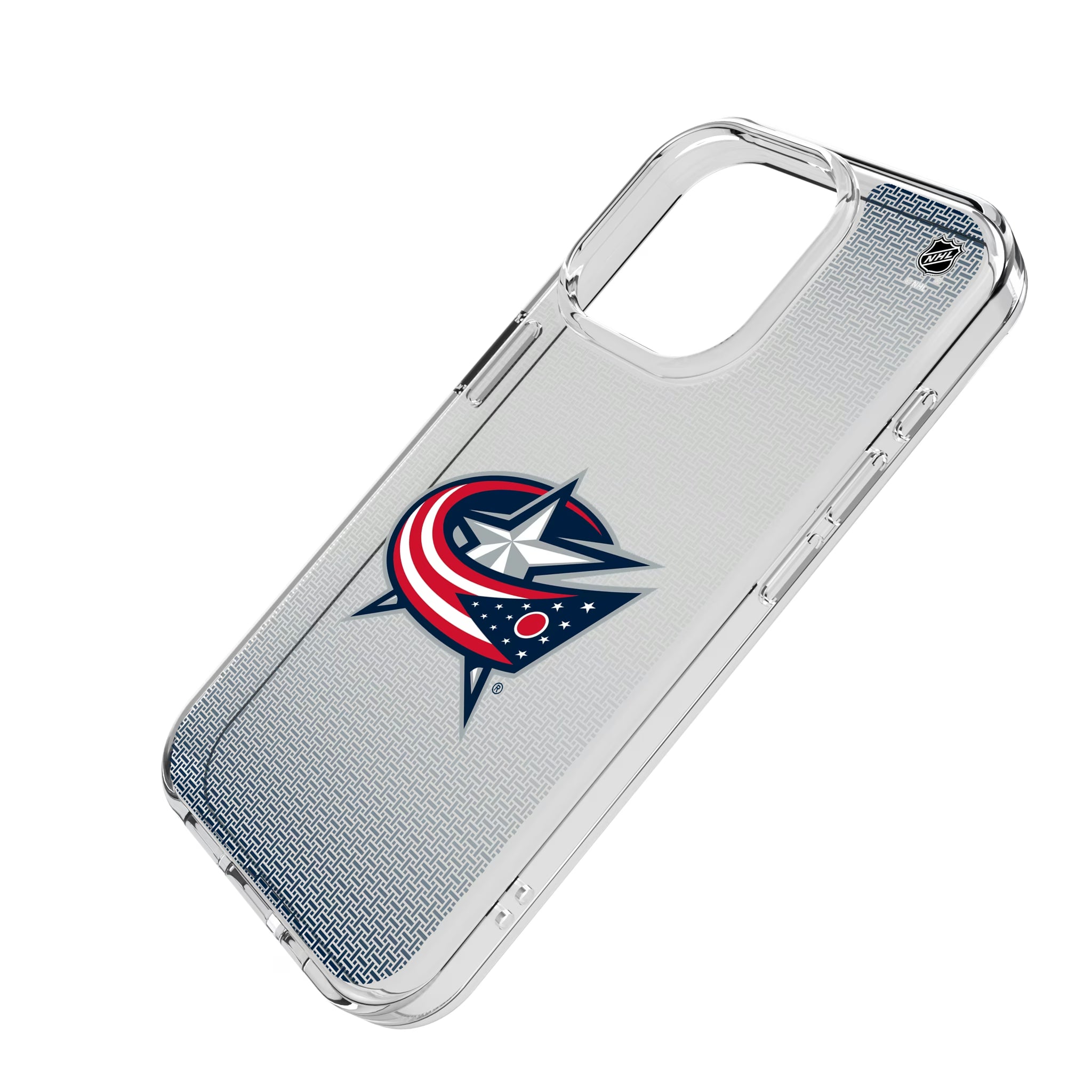 Columbus Blue Jackets Linen iPhone Clear Phone Case for Apple iPhone - Isometric View