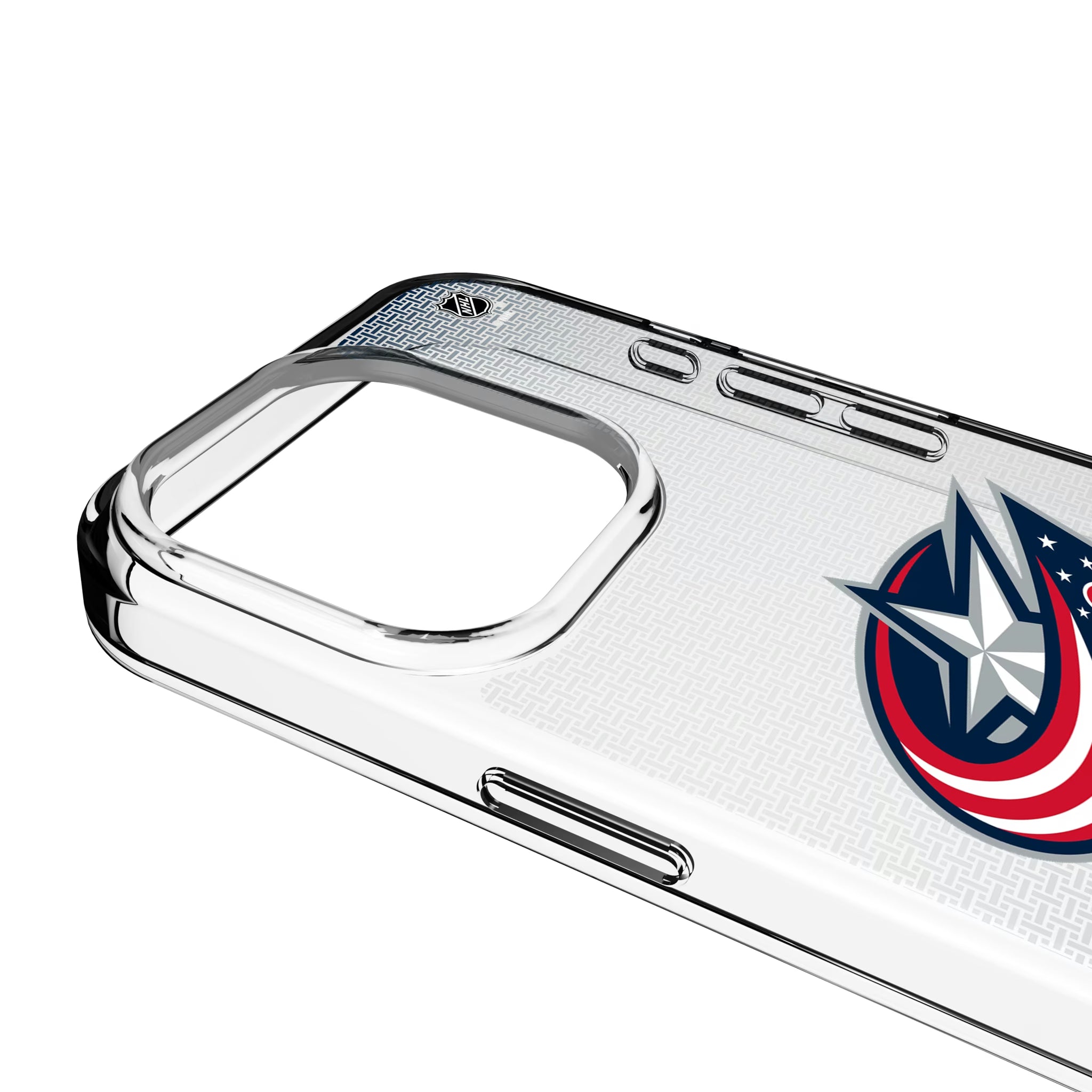 Columbus Blue Jackets Linen iPhone Clear Phone Case for Apple iPhone - Detail