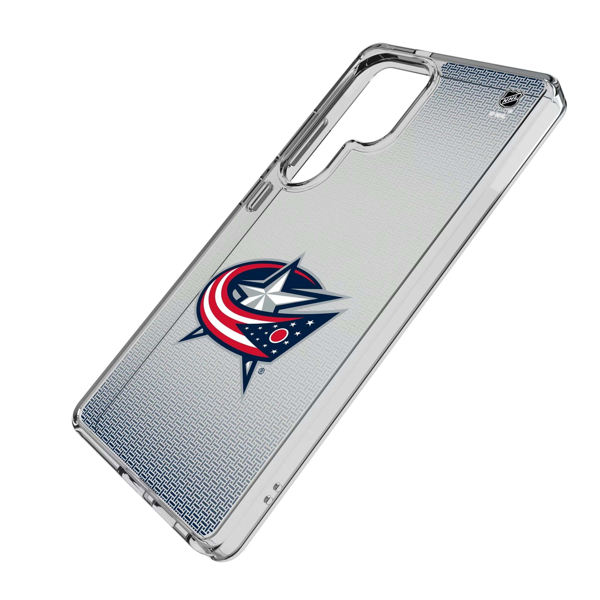 Columbus Blue Jackets Linen Galaxy Clear Phone Case for Samsung Galaxy - Isometric View
