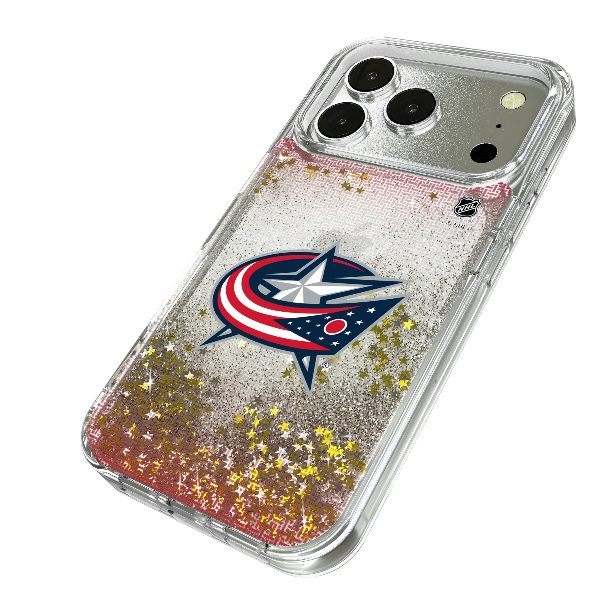 Columbus Blue Jackets Linen iPhone Glitter Phone Case for Apple iPhone - Isometric View