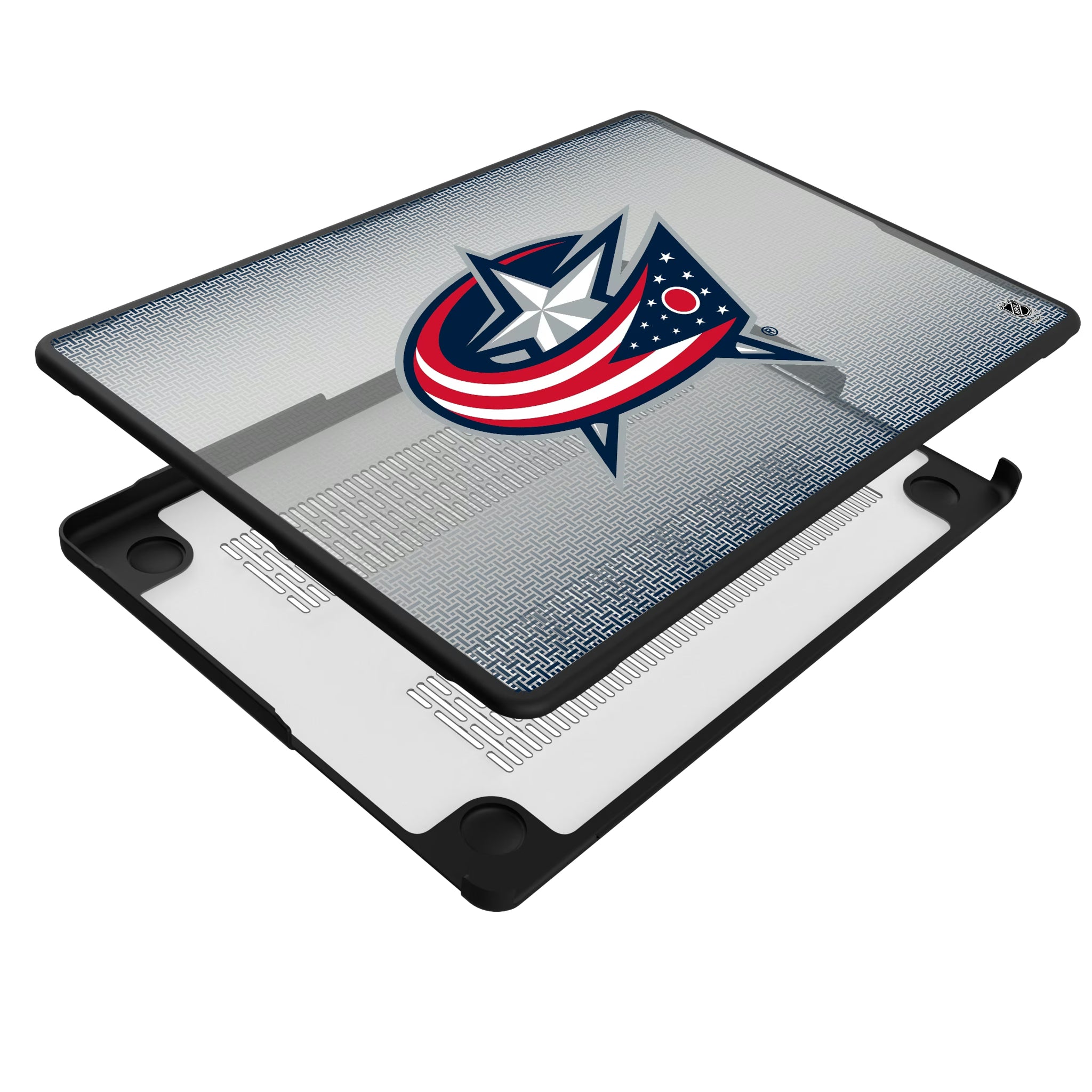 Columbus Blue Jackets Linen MacBook Laptop Case for Apple MacBook - Isometric View#Device_MacBook Pro (14-inch, 2021) / MacBook Pro (14-inch, 2023) / MacBook Pro (14-inch, 2024)
