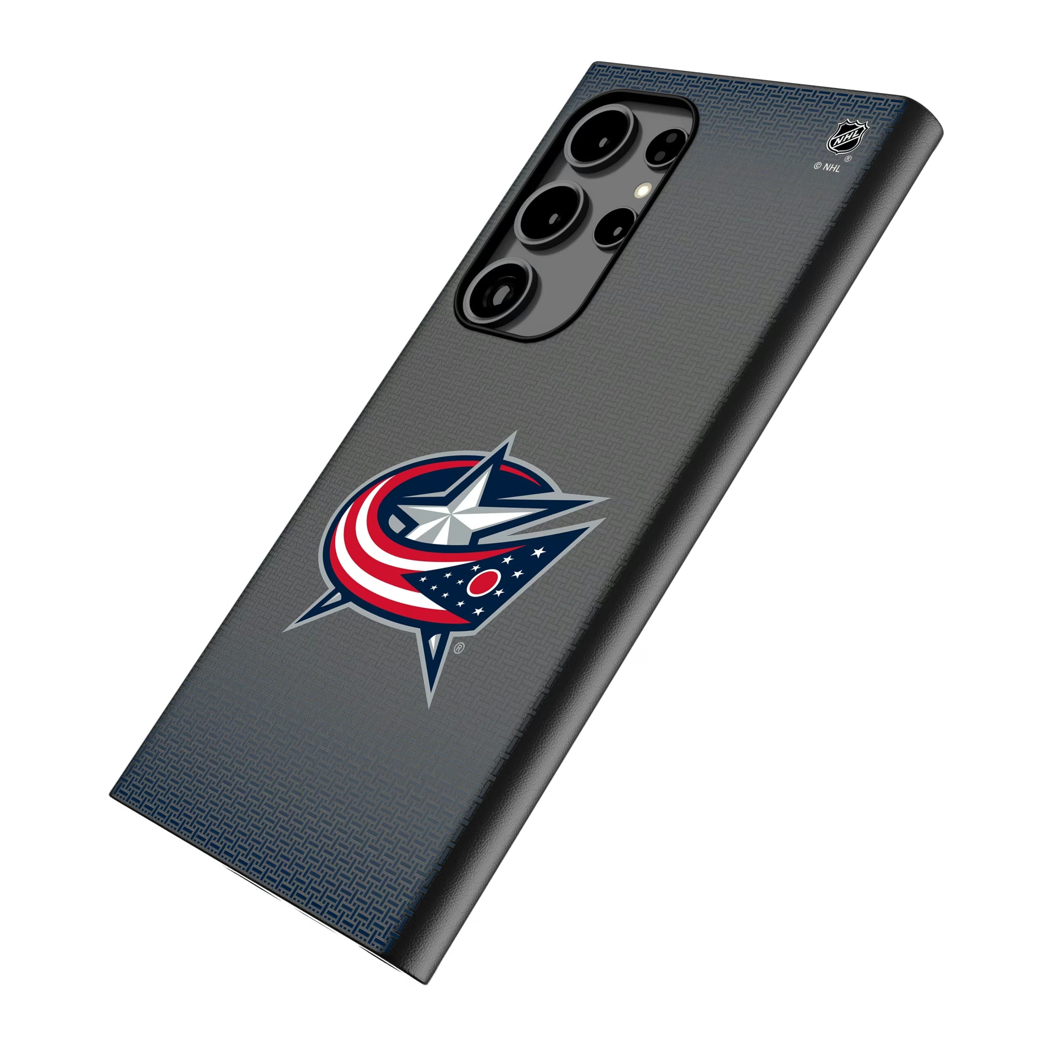 Columbus Blue Jackets Linen Galaxy MagSafe Compatible Phone Case for Samsung Galaxy - Isometric View