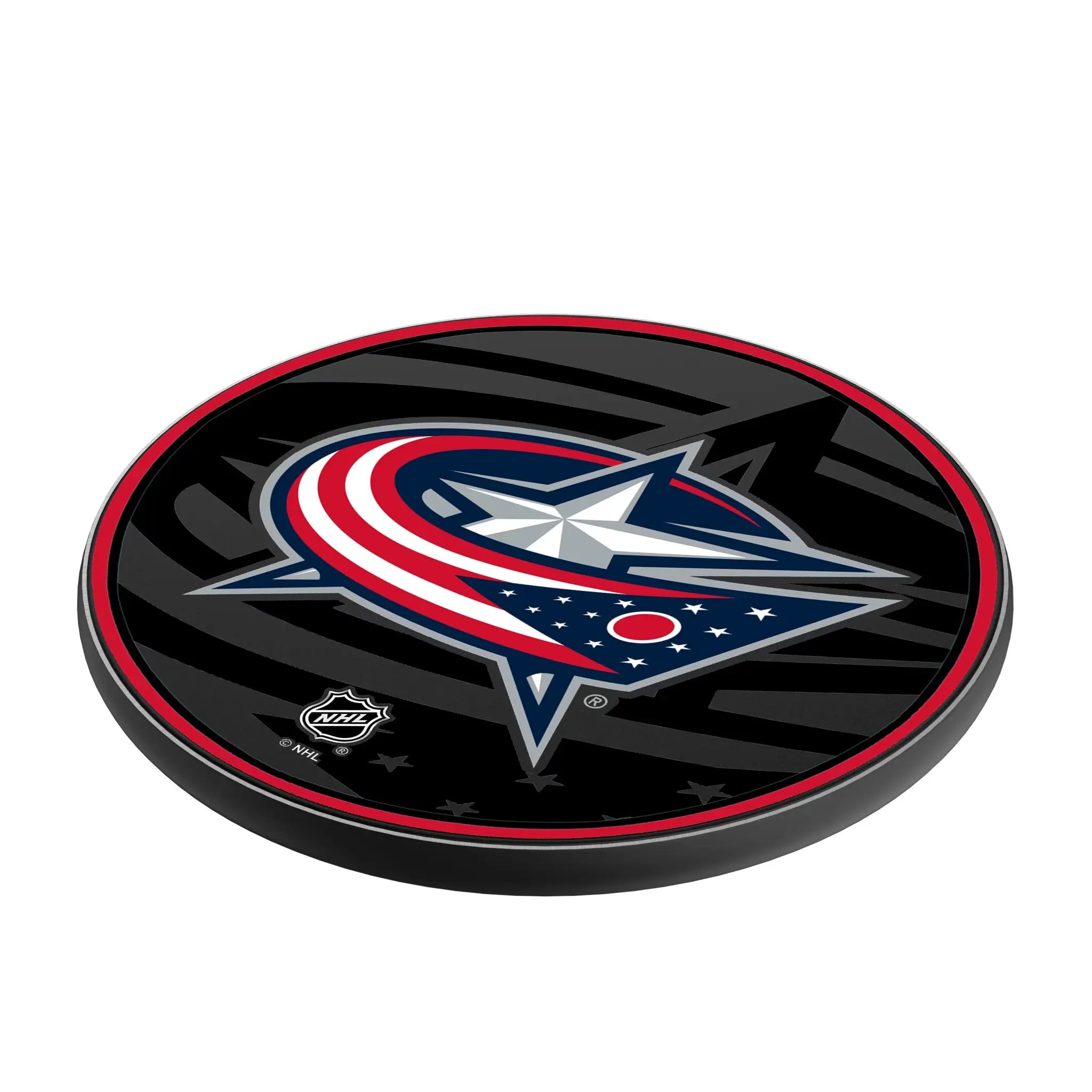 Columbus Blue Jackets Monocolor Tilt 15-Watt Wireless Charger - Isometric View