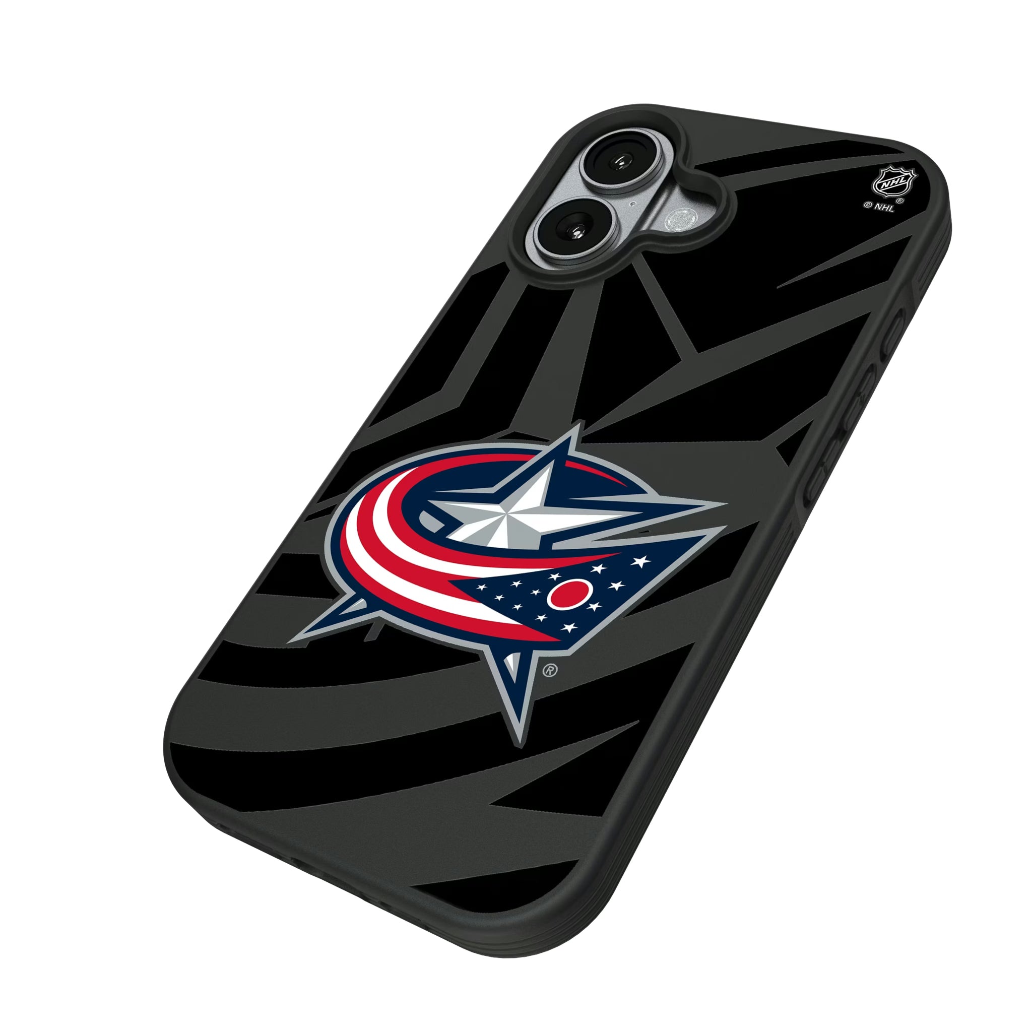 Columbus Blue Jackets Monocolor Tilt iPhone Bump Phone Case for Apple iPhone - Isometric View#Device_iPhone 17
