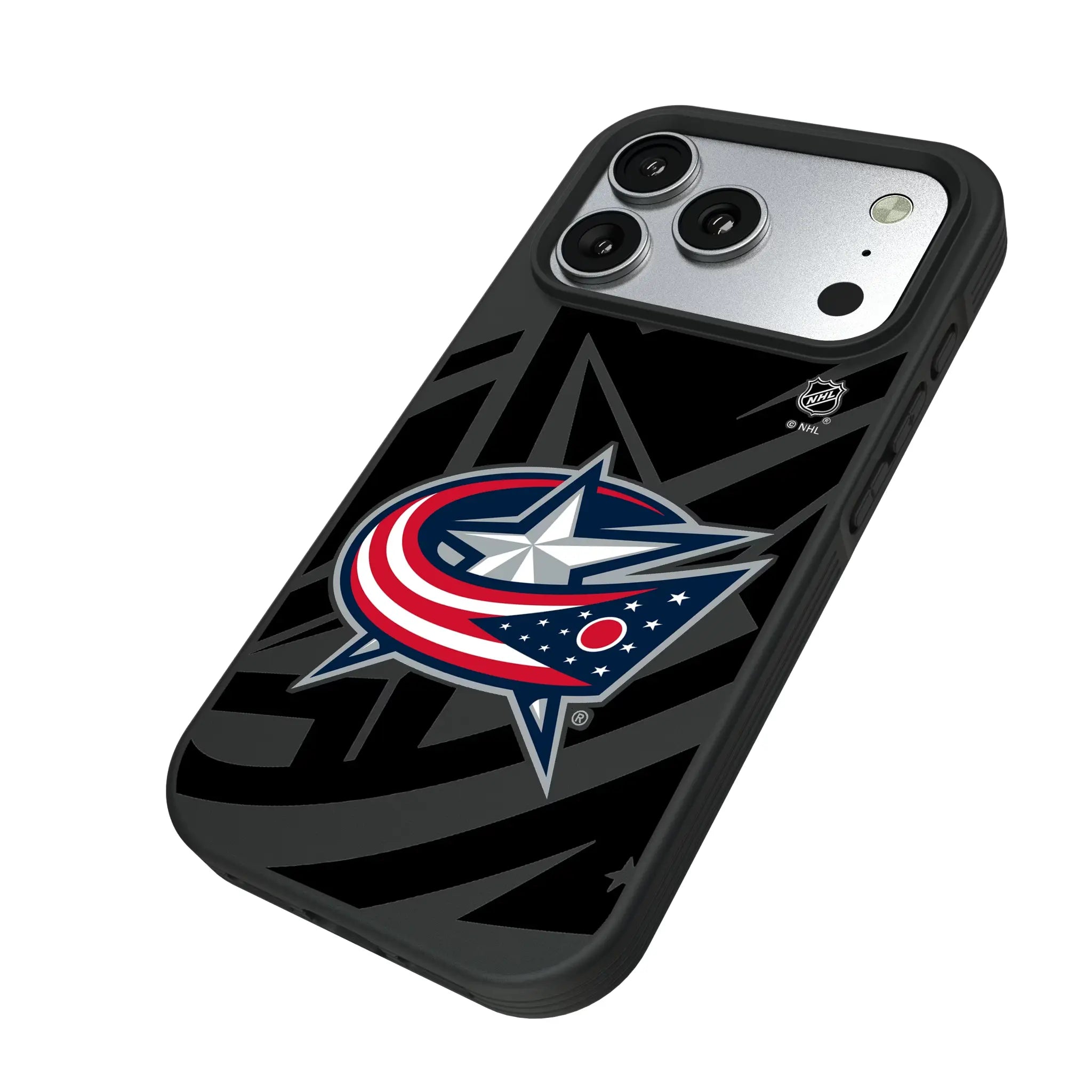 Columbus Blue Jackets Monocolor Tilt iPhone Bump Phone Case for Apple iPhone - Isometric View#Device_iPhone 17 Pro