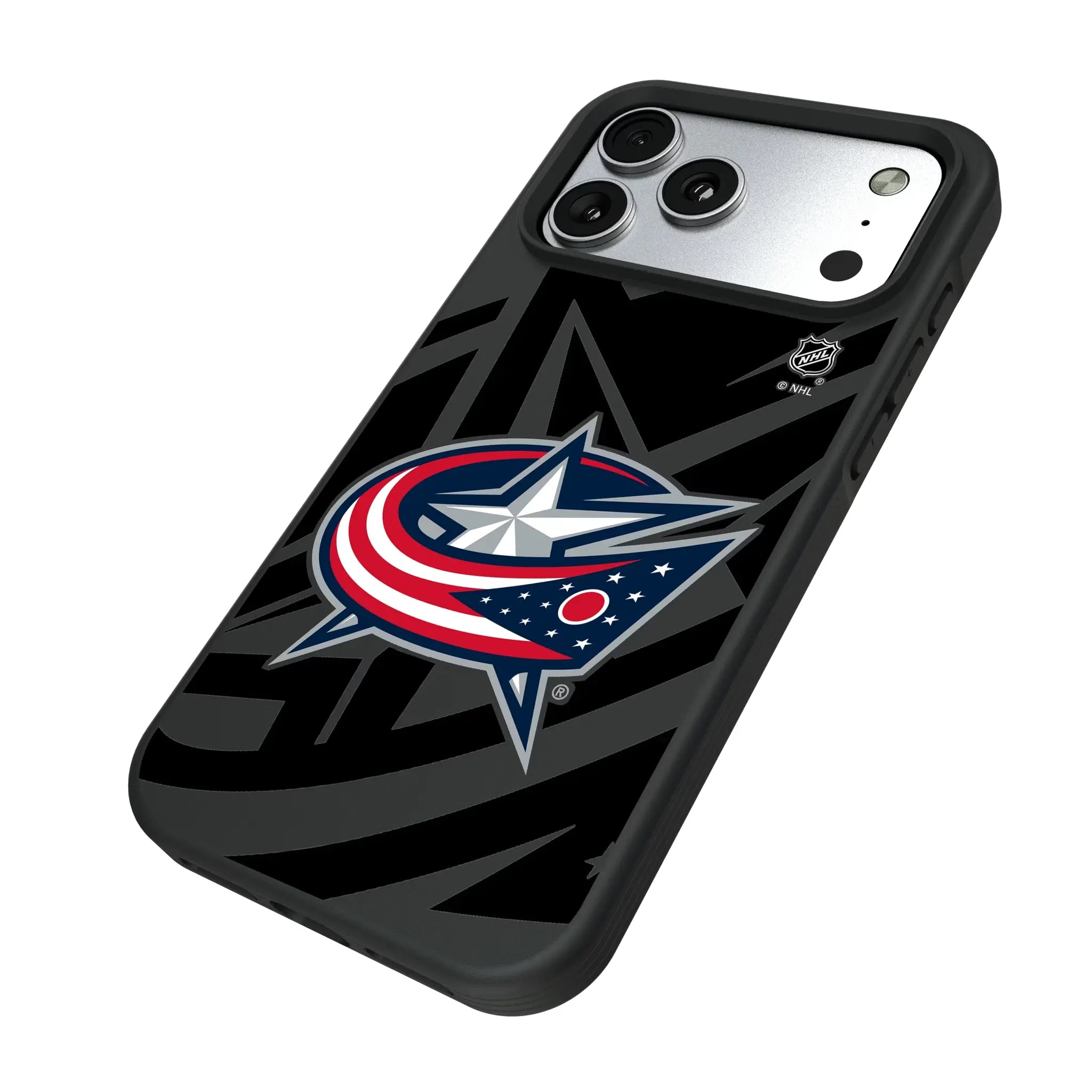 Columbus Blue Jackets Monocolor Tilt iPhone Bump Phone Case for Apple iPhone - Isometric View#Device_iPhone 17 Pro Max
