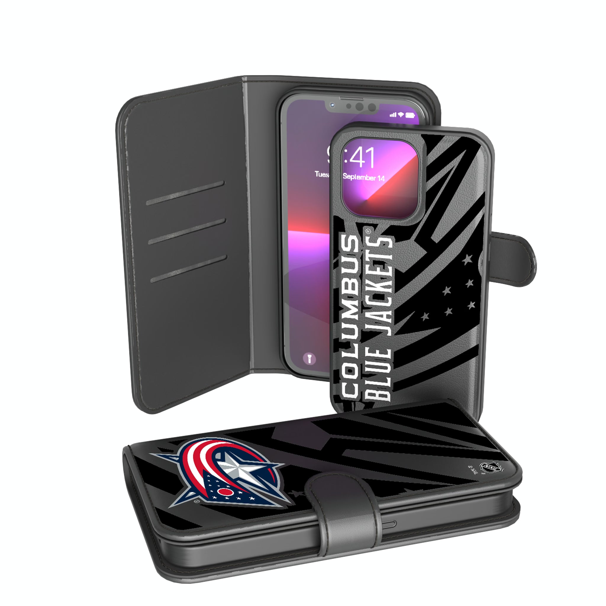 Columbus Blue Jackets Monocolor Tilt iPhone Wallet Phone Case for Apple iPhone