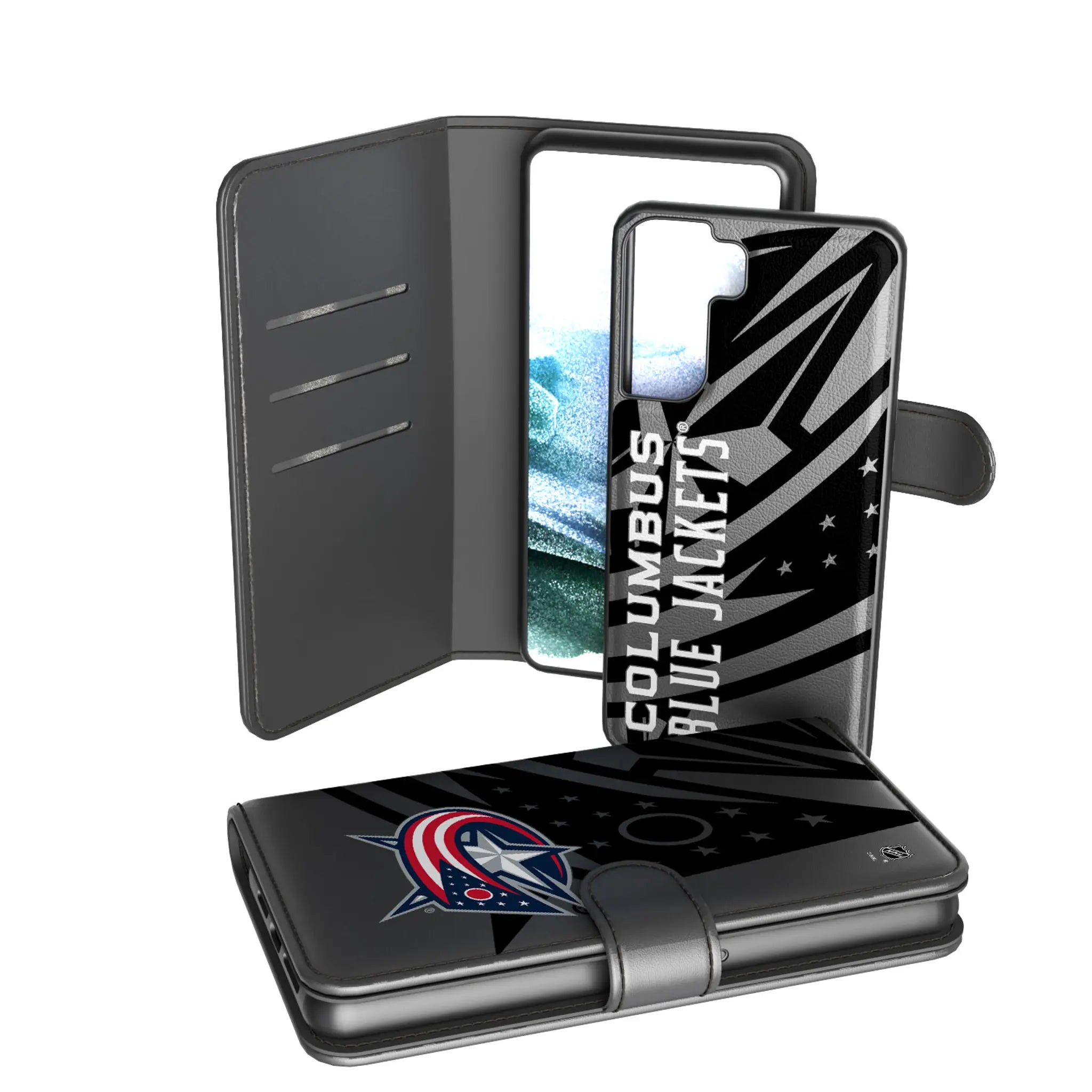 Columbus Blue Jackets Monocolor Tilt Galaxy Wallet Phone Case for Samsung Galaxy