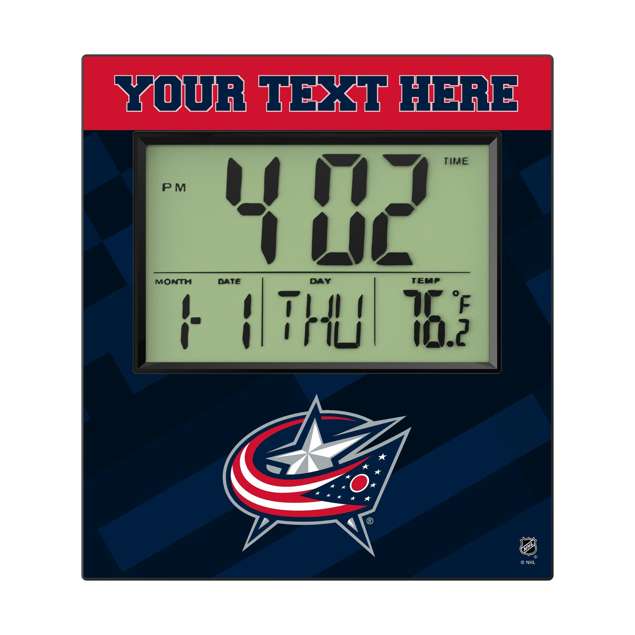 Columbus Blue Jackets Personalized Color Block Wall Clock