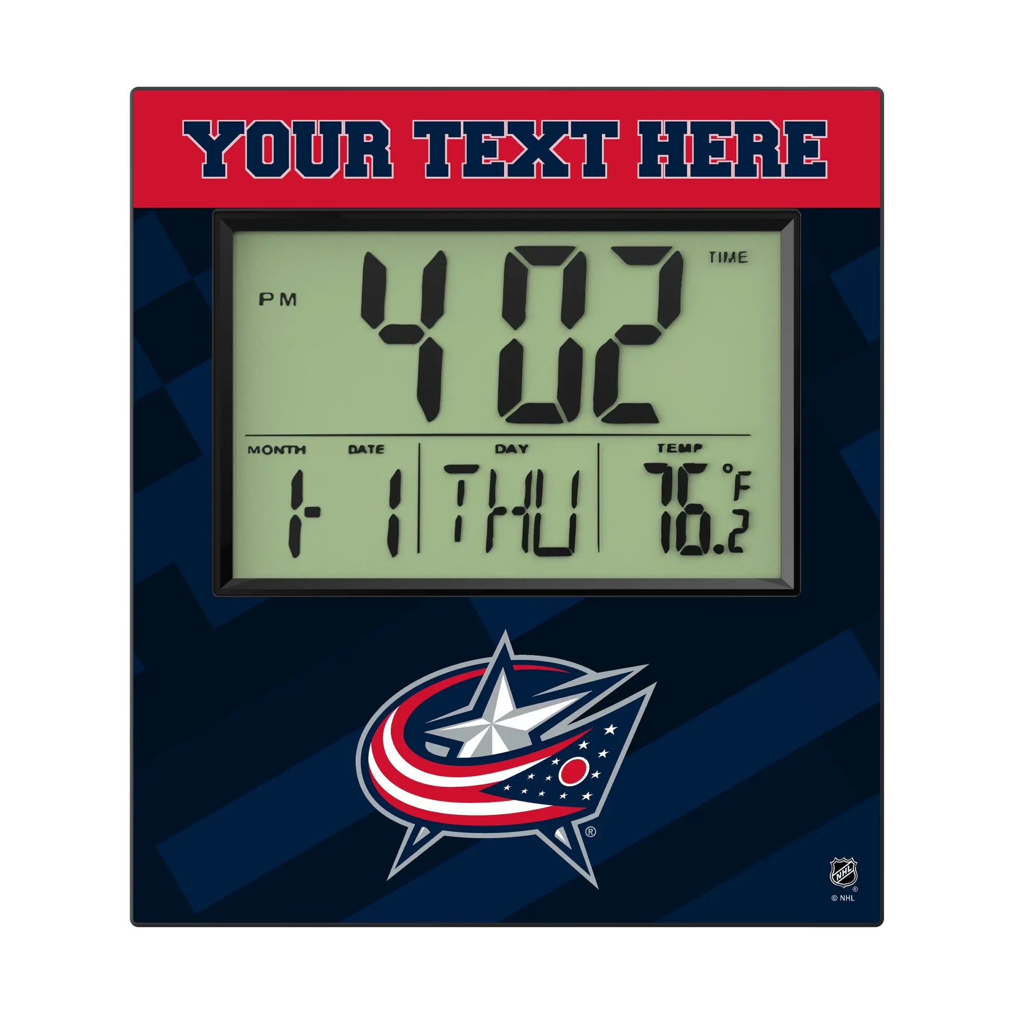 Columbus Blue Jackets Personalized Color Block Wall Clock
