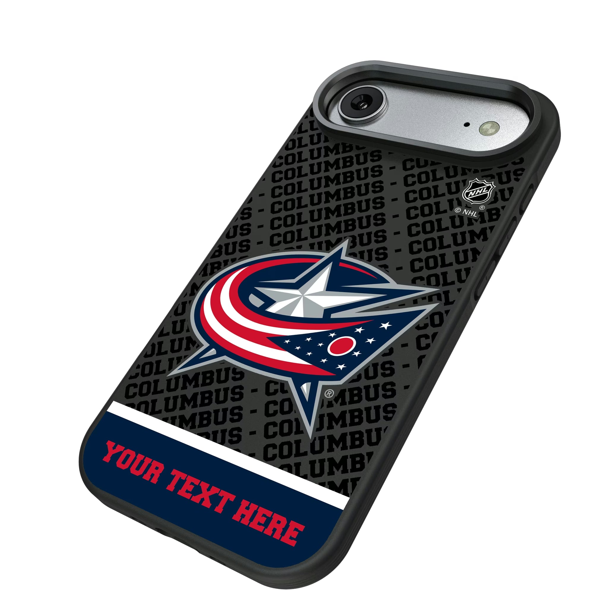 Columbus Blue Jackets Personalized EndZone Plus iPhone Bump Phone Case for Apple iPhone - Isometric View#Device_iPhone Air