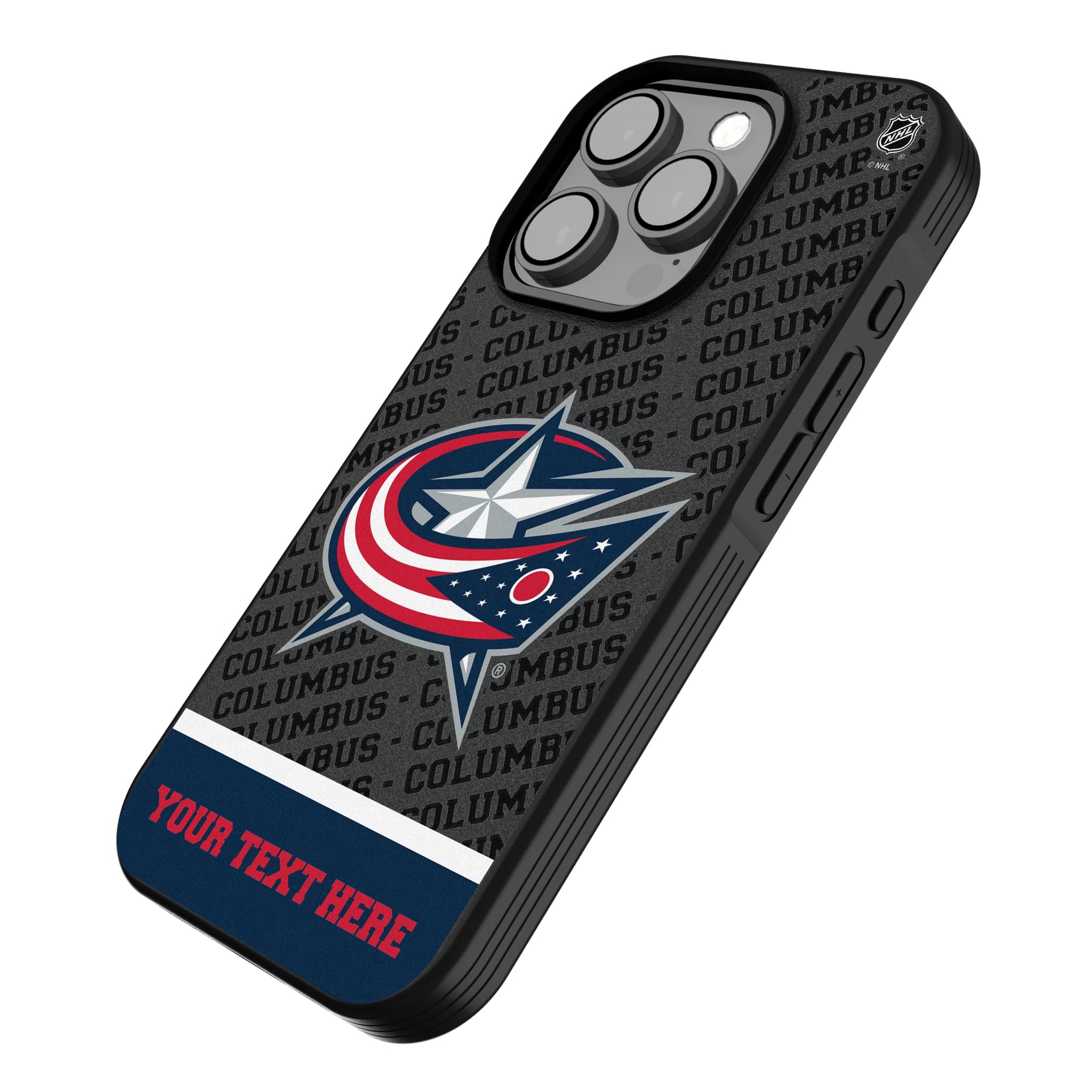 Columbus Blue Jackets Personalized EndZone Plus iPhone Bump Phone Case for Apple iPhone - Isometric View