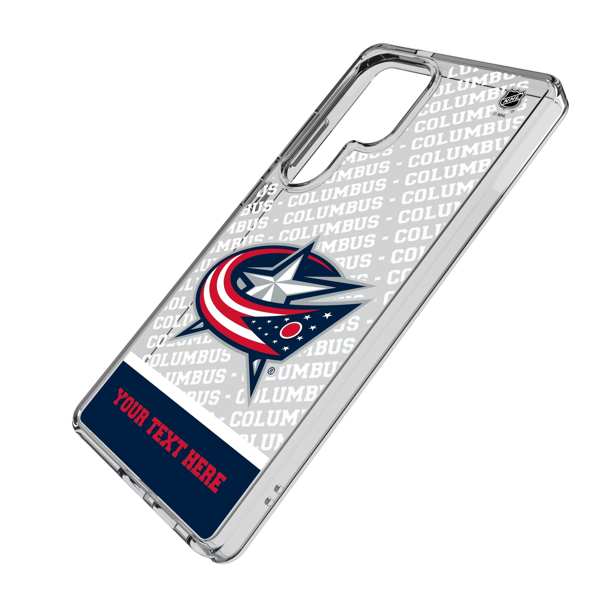 Columbus Blue Jackets Personalized EndZone Plus Galaxy Clear Phone Case for Samsung Galaxy - Isometric View