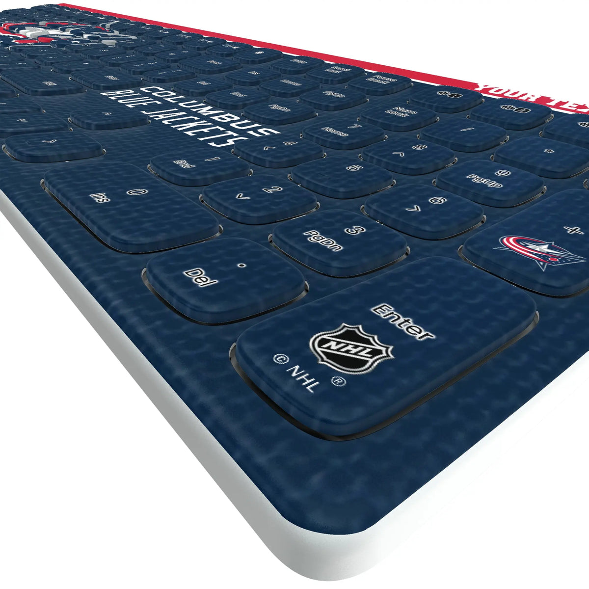 Columbus Blue Jackets Personalized Endzone Solid KKB605 Curved Wireless Keyboard - Detail