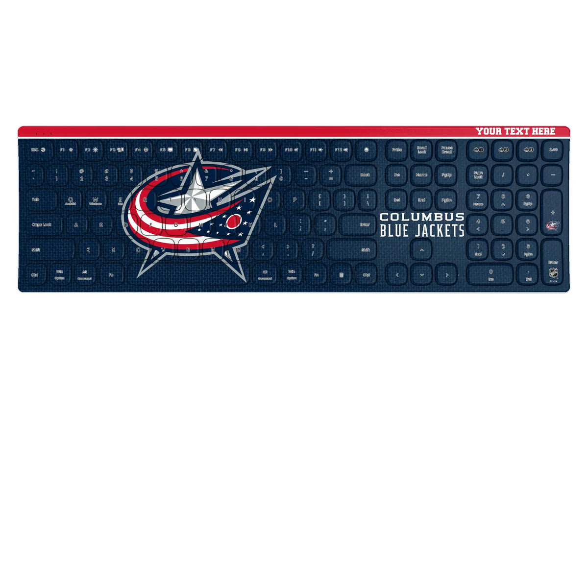Columbus Blue Jackets Personalized Endzone Solid KKB605 Curved Wireless Keyboard