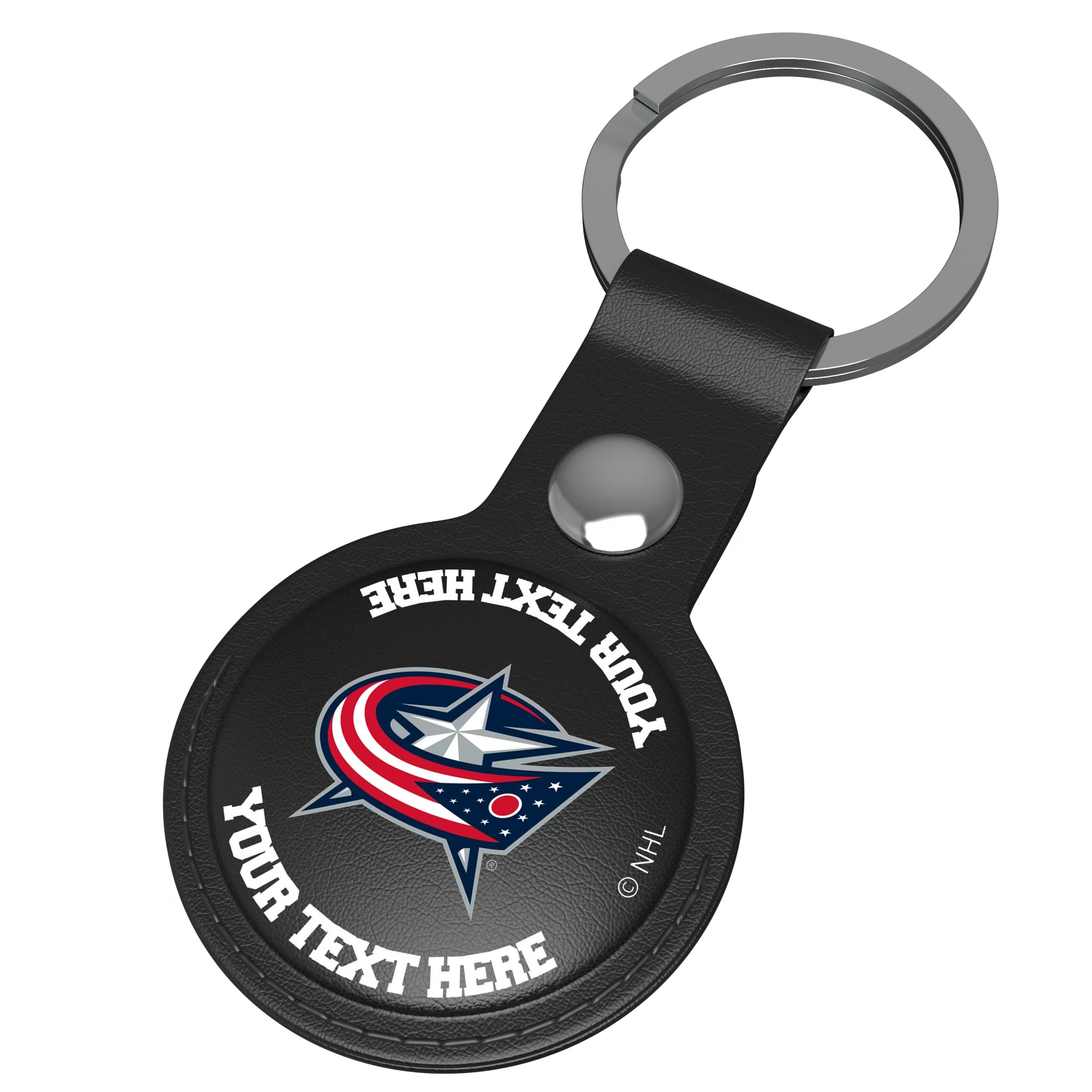 Columbus Blue Jackets Personalized Insignia AirTag Black Airtag Holder - Isometric View