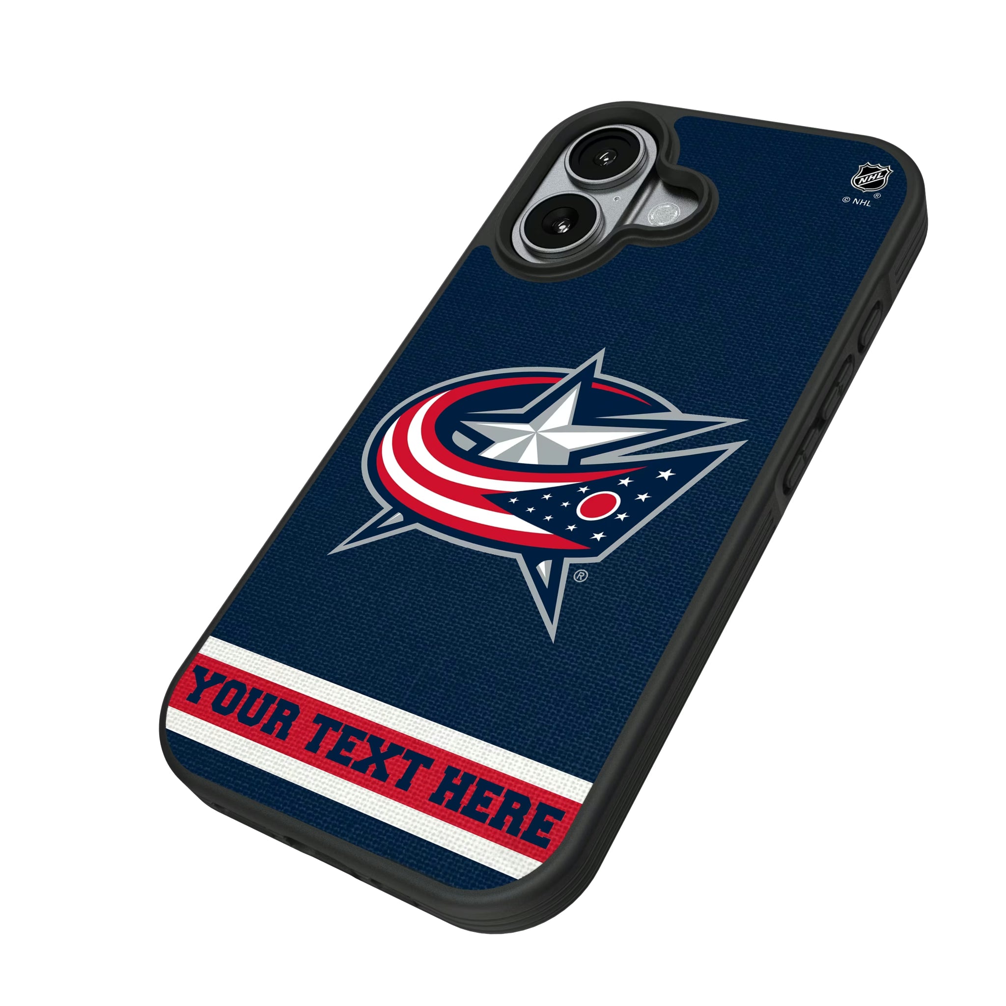 Columbus Blue Jackets Personalized Stripe iPhone Bump Phone Case for Apple iPhone - Isometric View#Device_iPhone 17