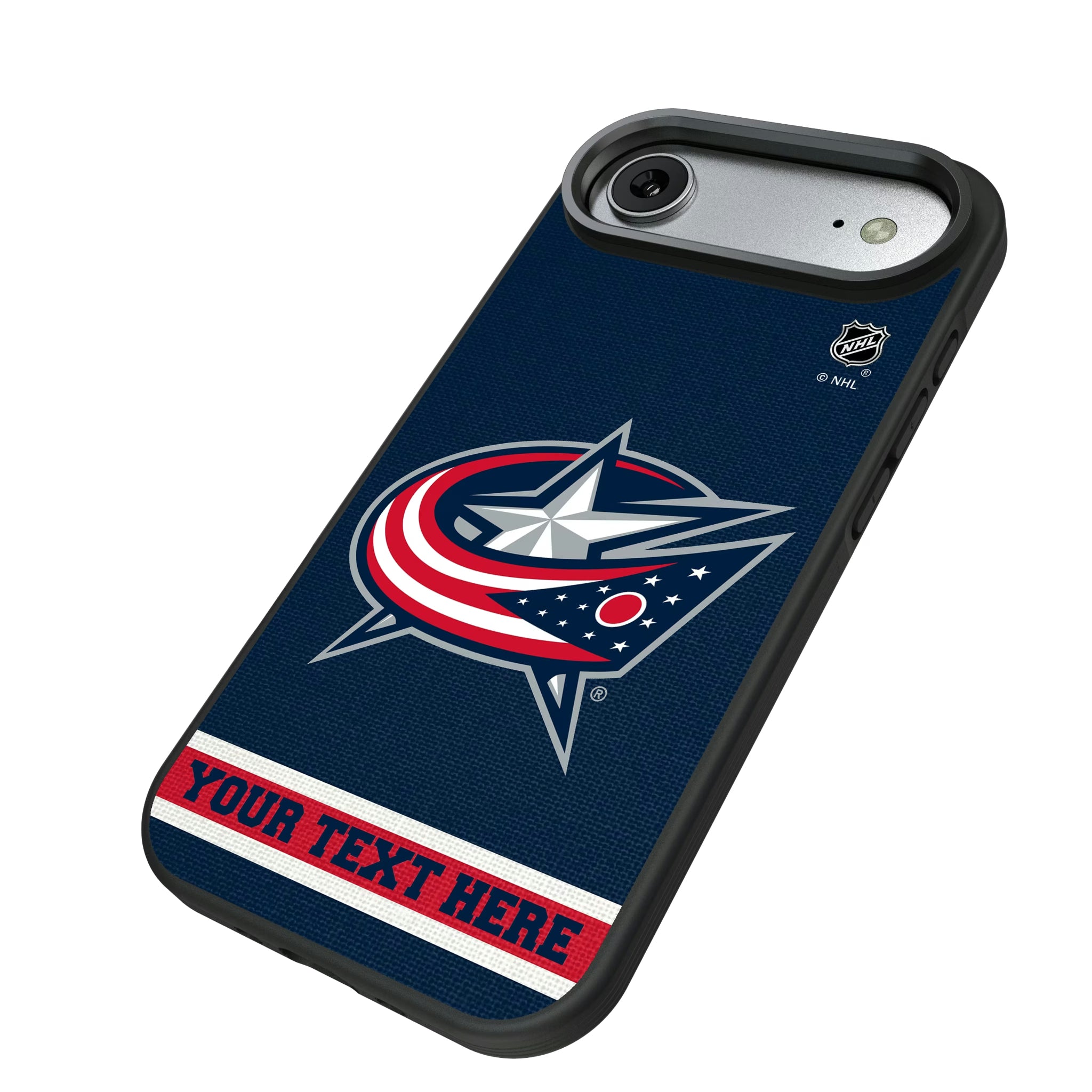 Columbus Blue Jackets Personalized Stripe iPhone Bump Phone Case for Apple iPhone - Isometric View#Device_iPhone Air