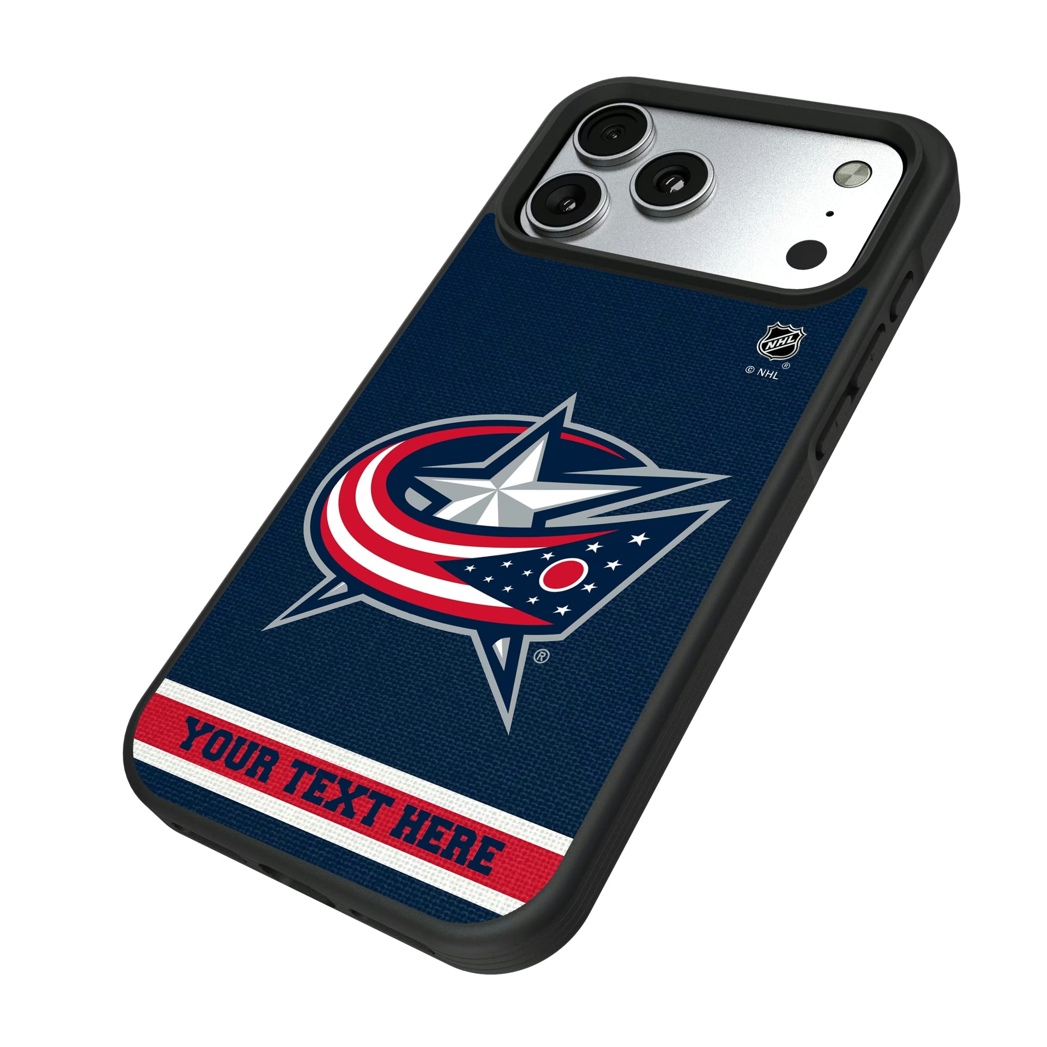 Columbus Blue Jackets Personalized Stripe iPhone Bump Phone Case for Apple iPhone - Isometric View#Device_iPhone 17 Pro Max