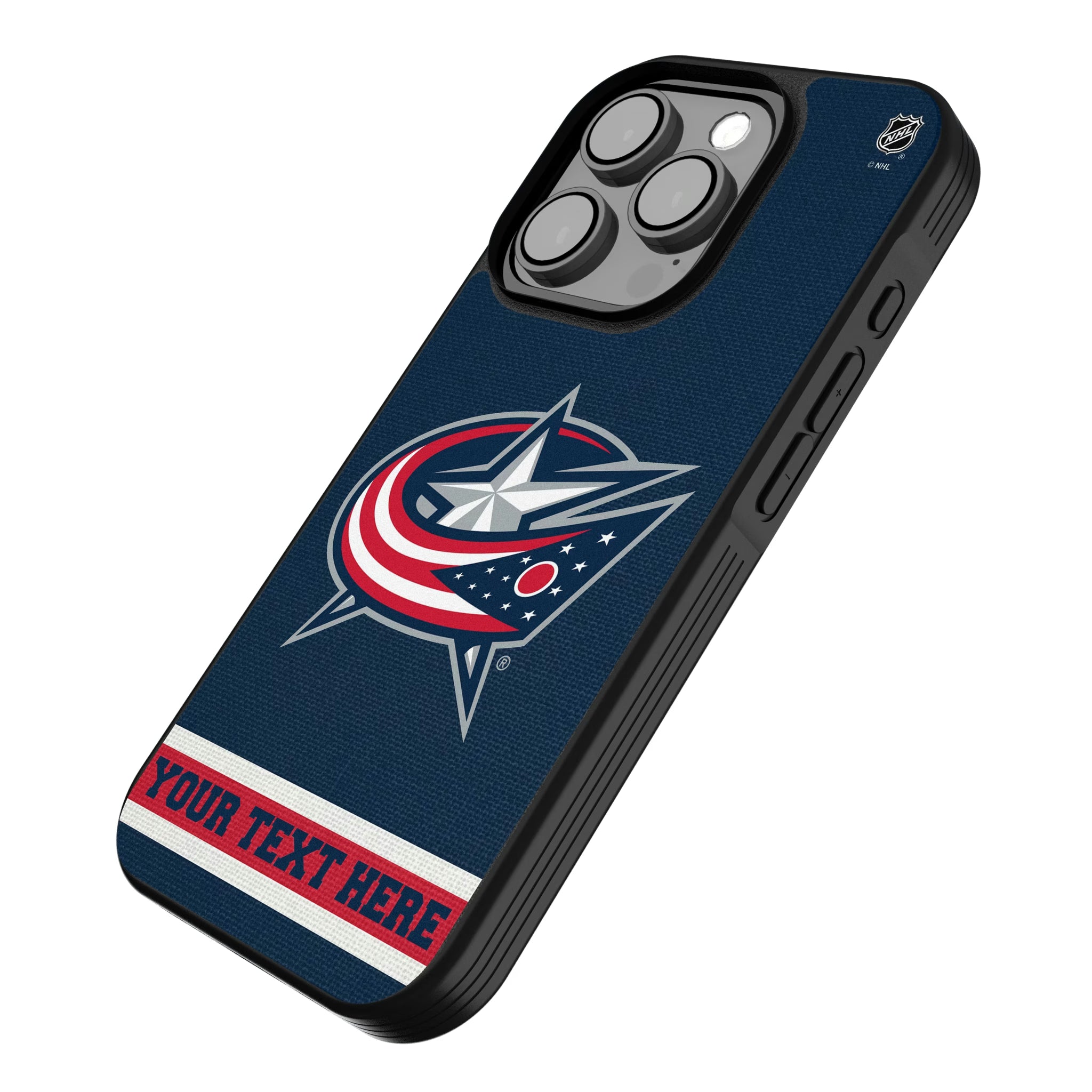 Columbus Blue Jackets Personalized Stripe iPhone Bump Phone Case for Apple iPhone - Isometric View