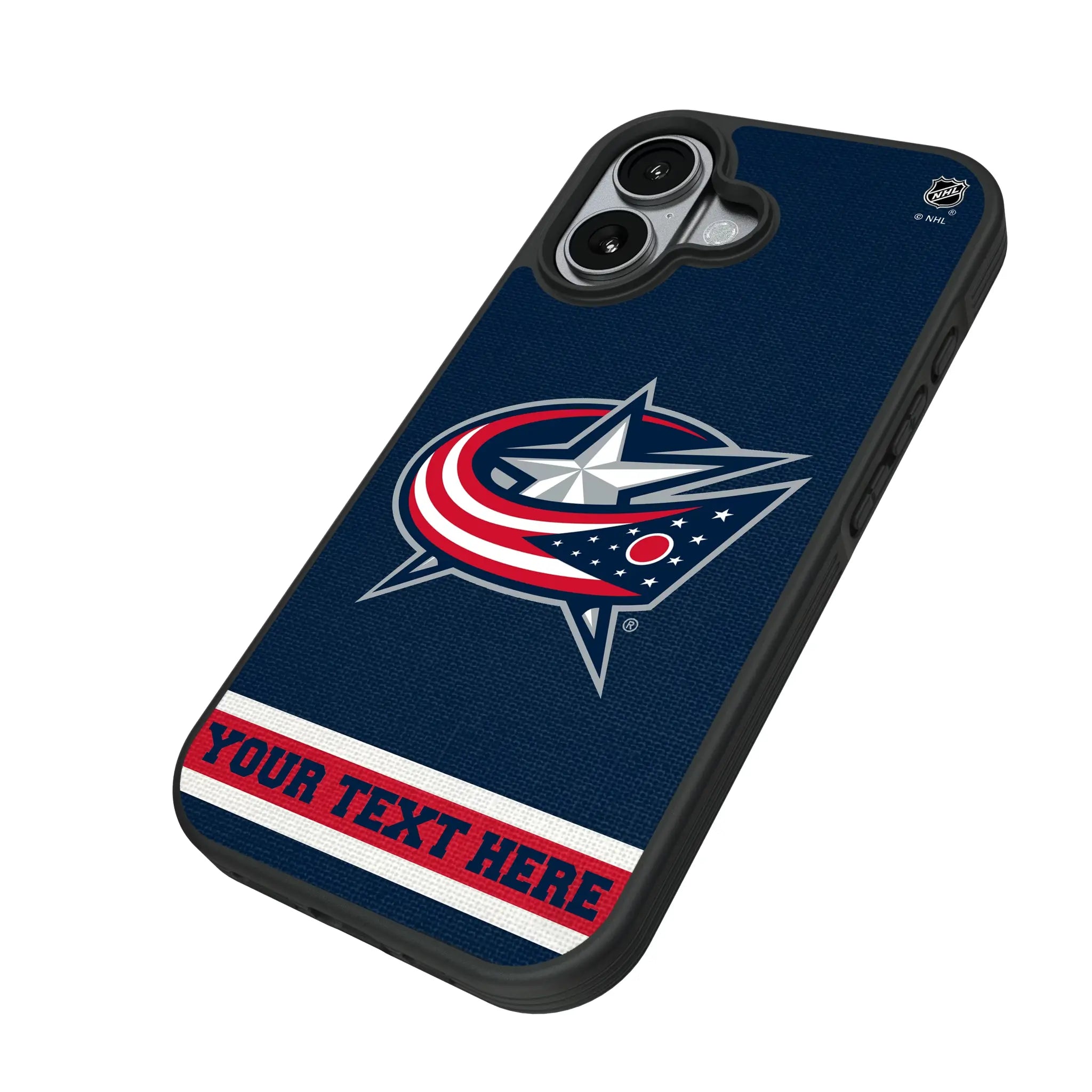 Columbus Blue Jackets Personalized Stripe iPhone Bump Phone Case for Apple iPhone - Isometric View#Device_iPhone 17