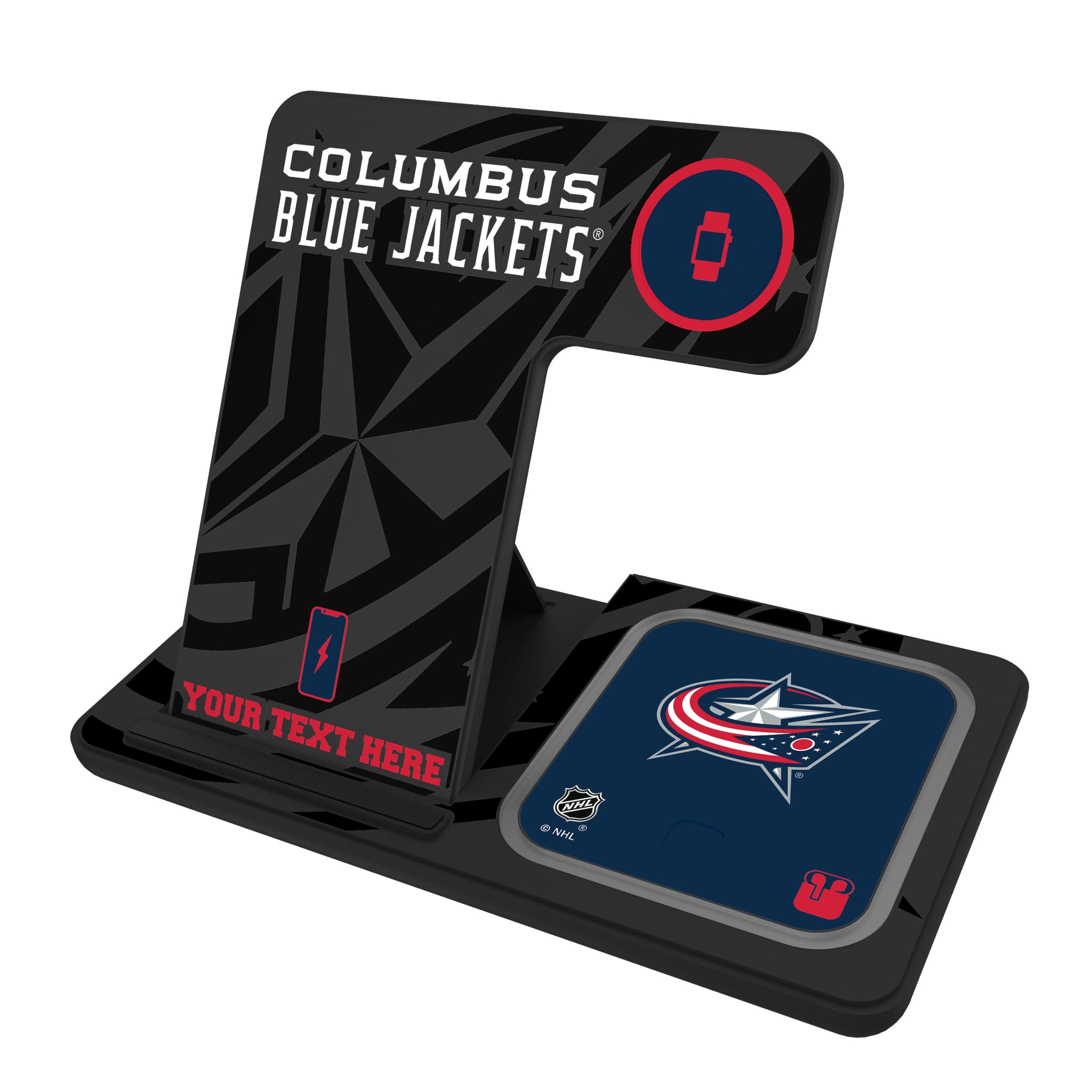 Columbus Blue Jackets Personalized Tilt 3 in 1 Charging Station