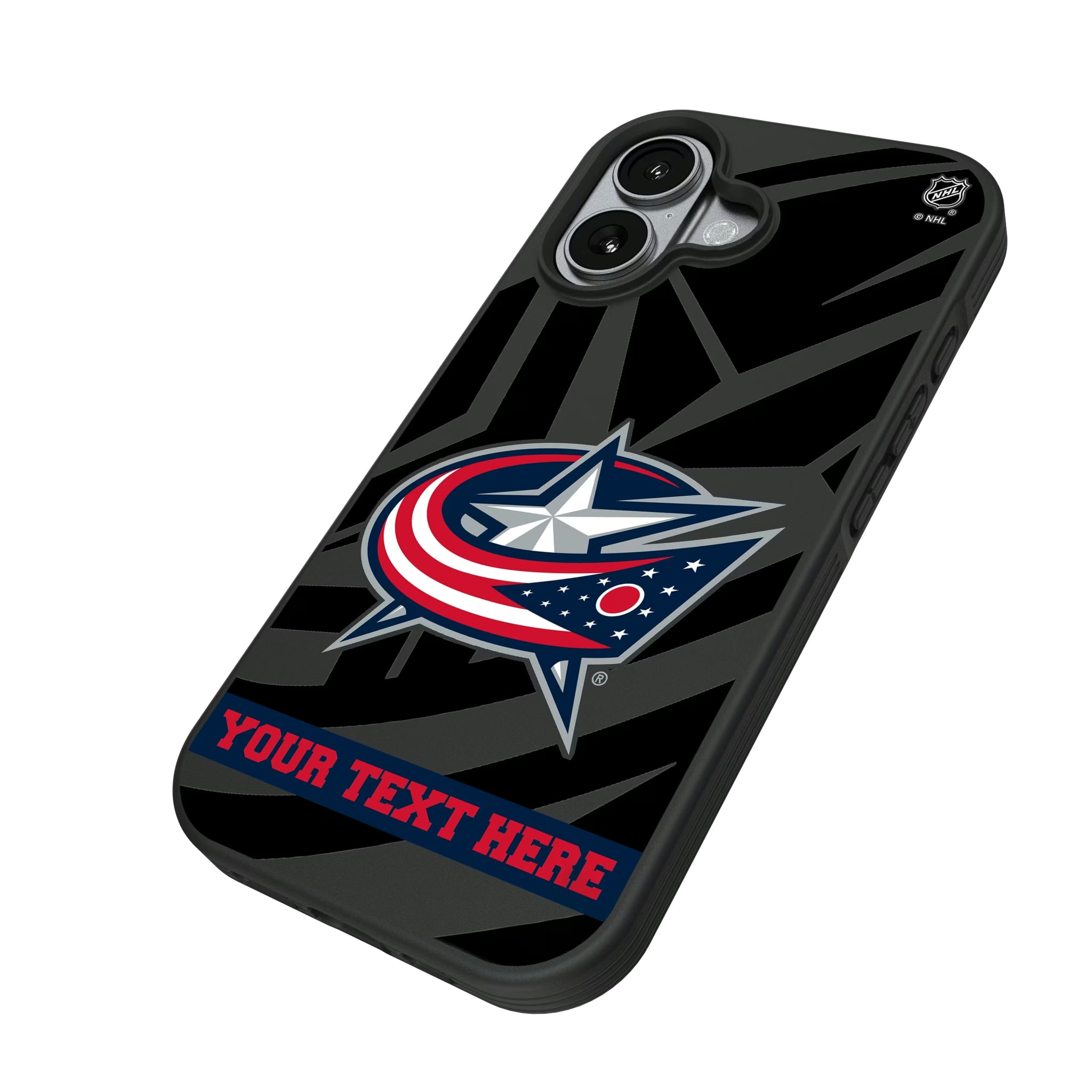 Columbus Blue Jackets Personalized Tilt iPhone Bump Phone Case for Apple iPhone - Isometric View#Device_iPhone 17