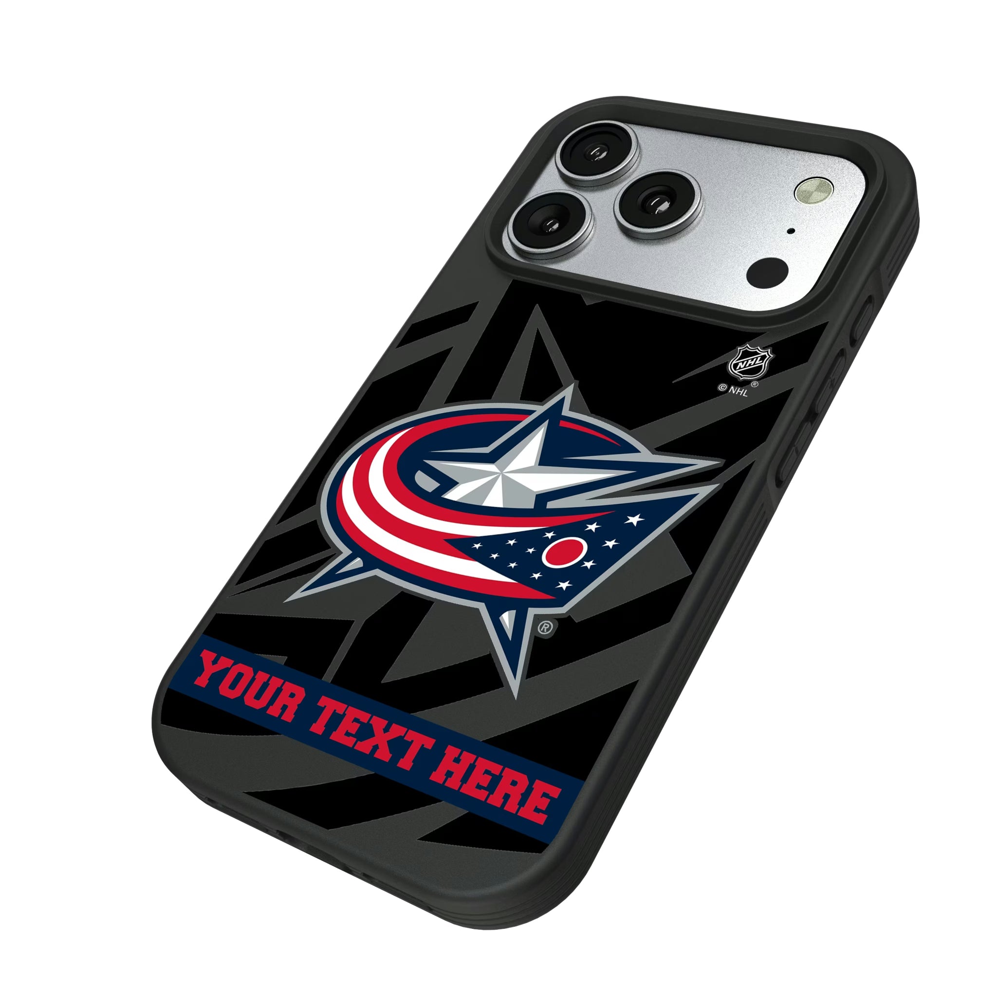 Columbus Blue Jackets Personalized Tilt iPhone Bump Phone Case for Apple iPhone - Isometric View#Device_iPhone 17 Pro
