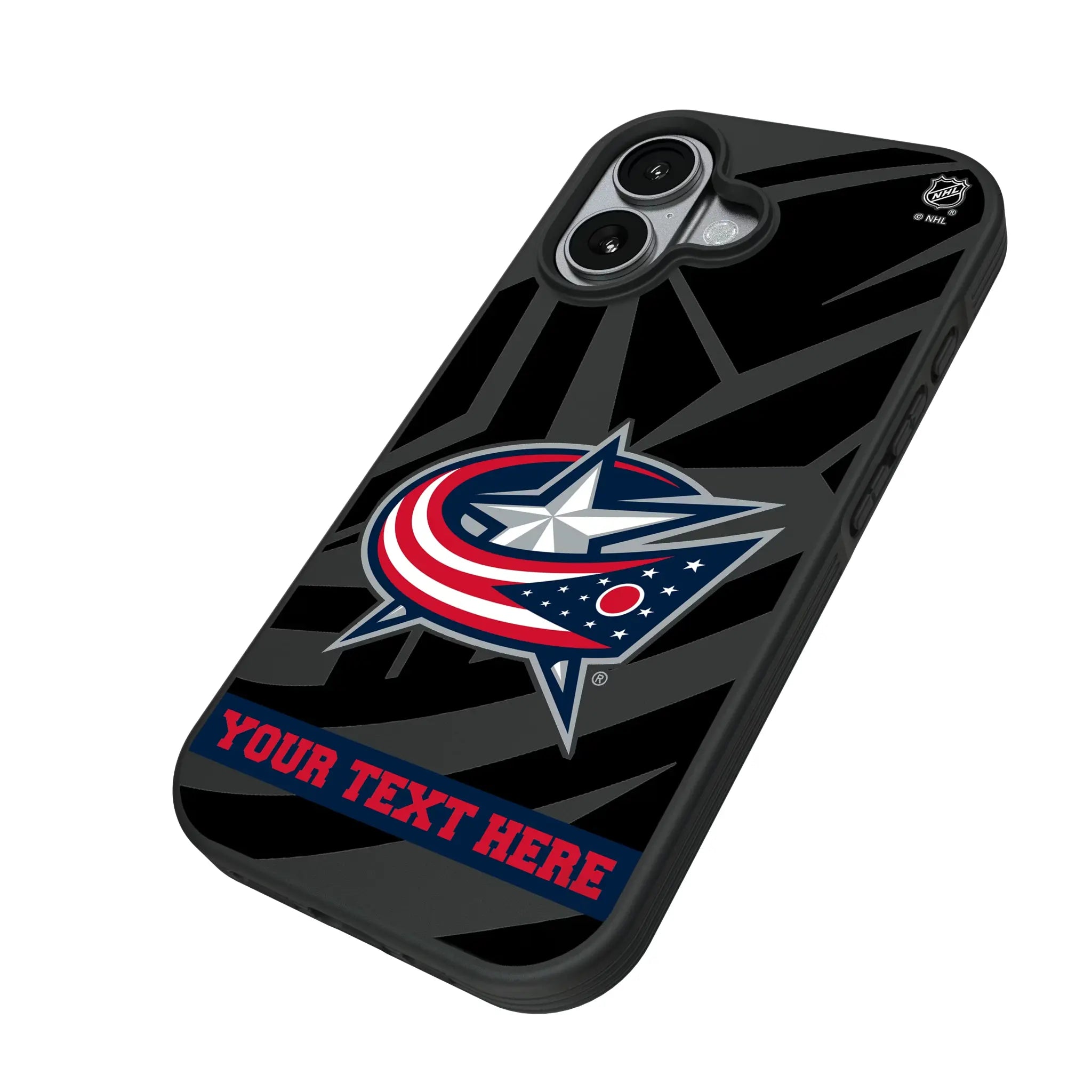 Columbus Blue Jackets Personalized Tilt iPhone Bump Phone Case for Apple iPhone - Isometric View#Device_iPhone 17