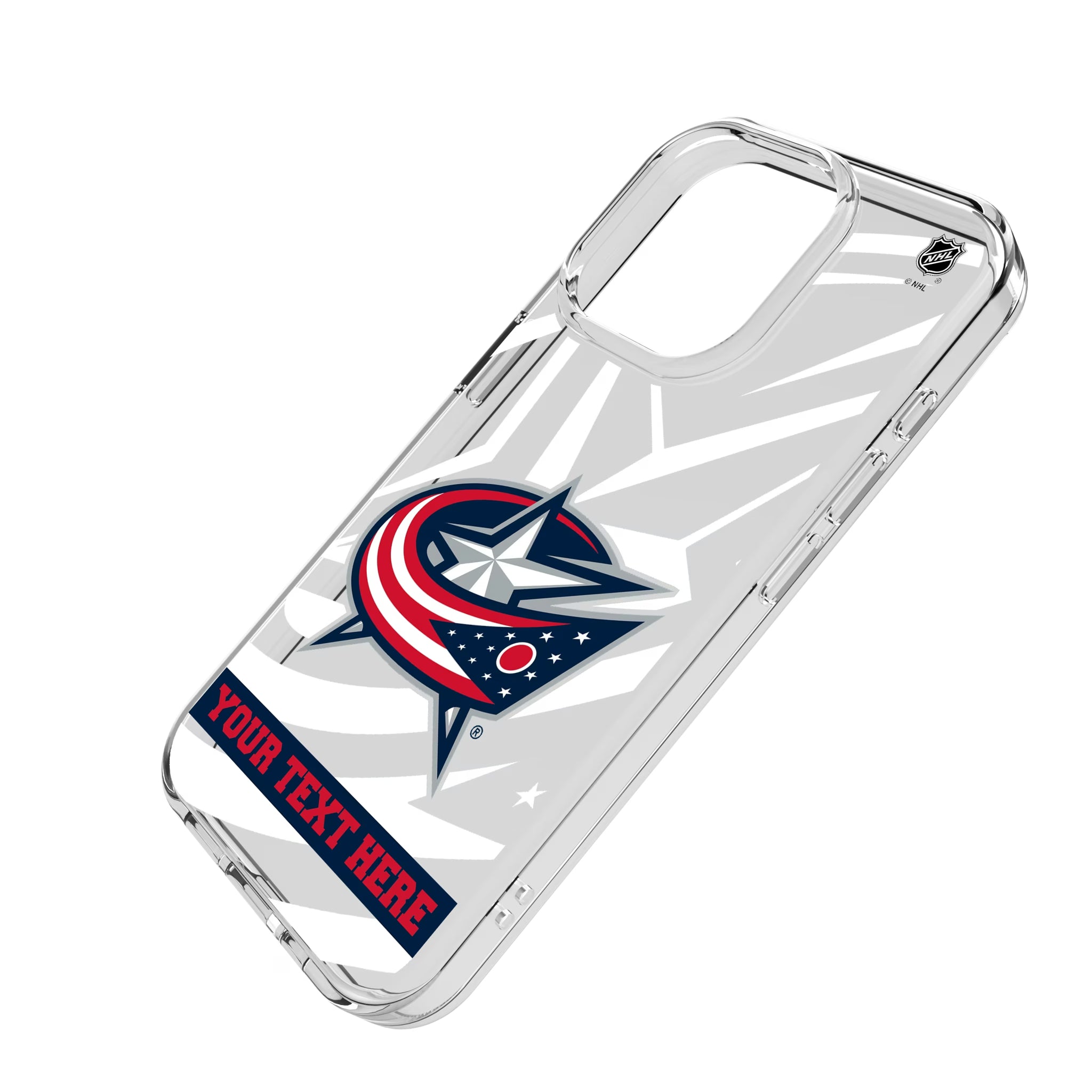 Columbus Blue Jackets Personalized Tilt iPhone Clear Phone Case for Apple iPhone - Isometric View