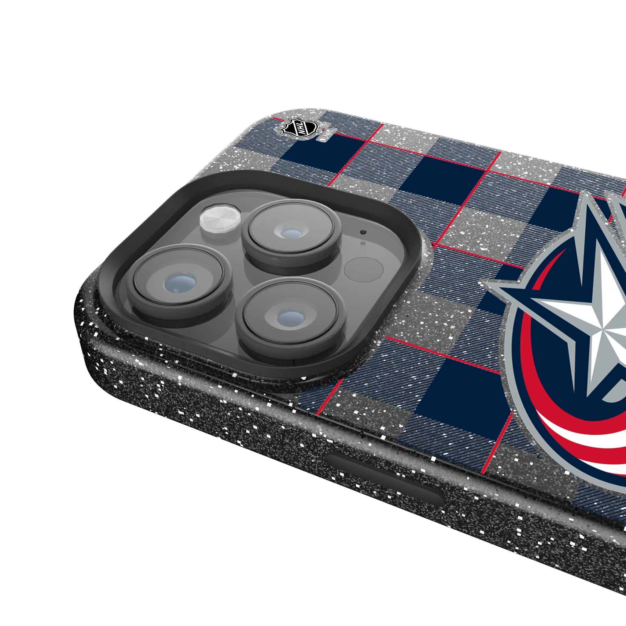 Columbus Blue Jackets Plaid iPhone Bling Phone Case for Apple iPhone - Detail